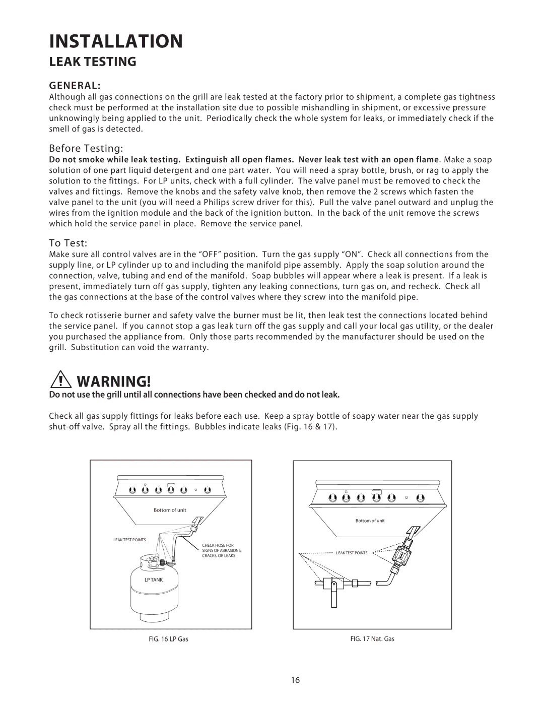 DCS 36/48BGB manual Leak Testing, Before Testing, To Test 