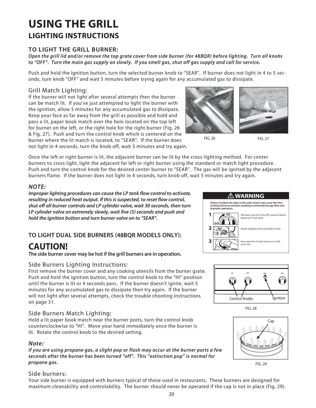 DCS 36/48BGB manual Using the Grill, Lighting Instructions, To Light the Grill Burner 