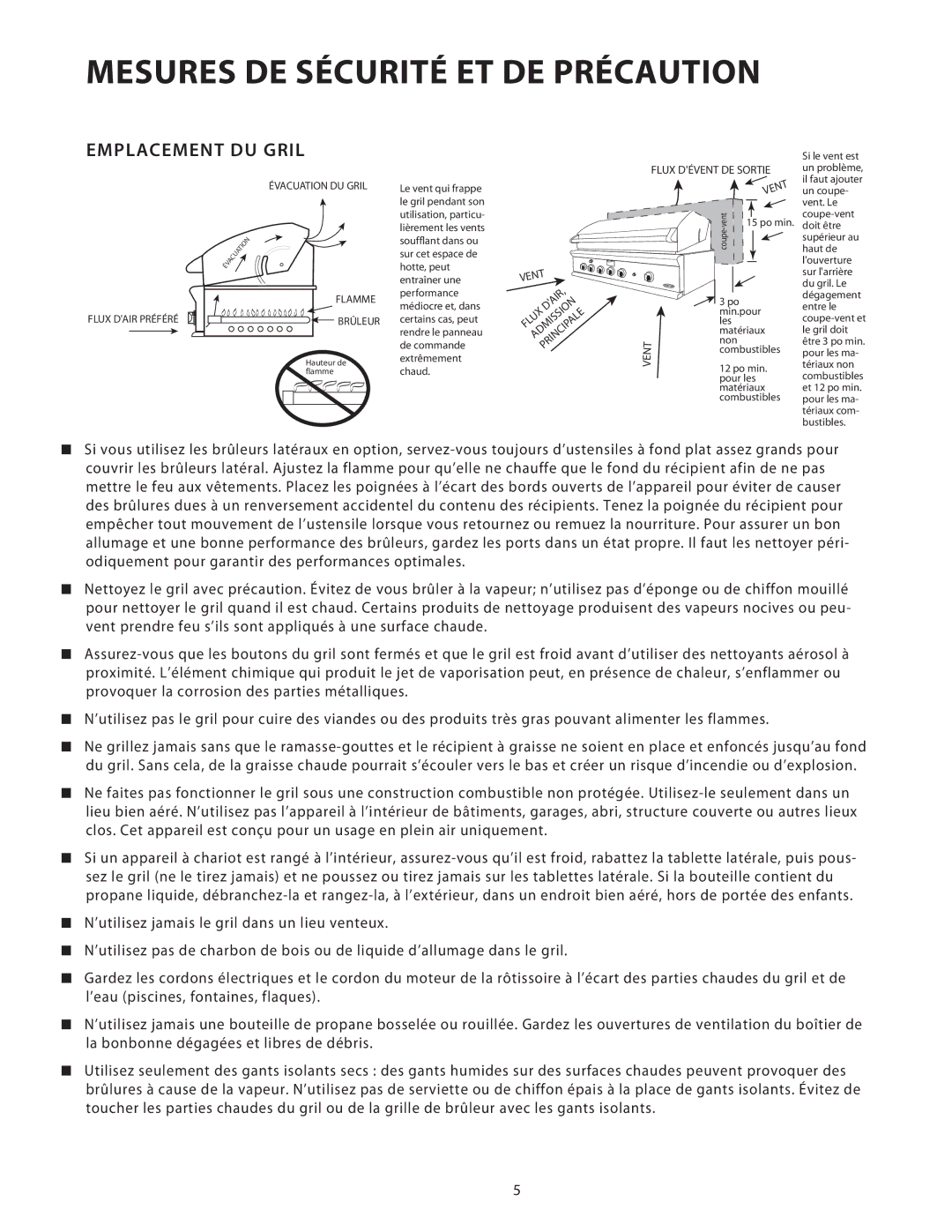 DCS 36/48BGB manual Emplacement DU Gril, Flux Dair Préféré 