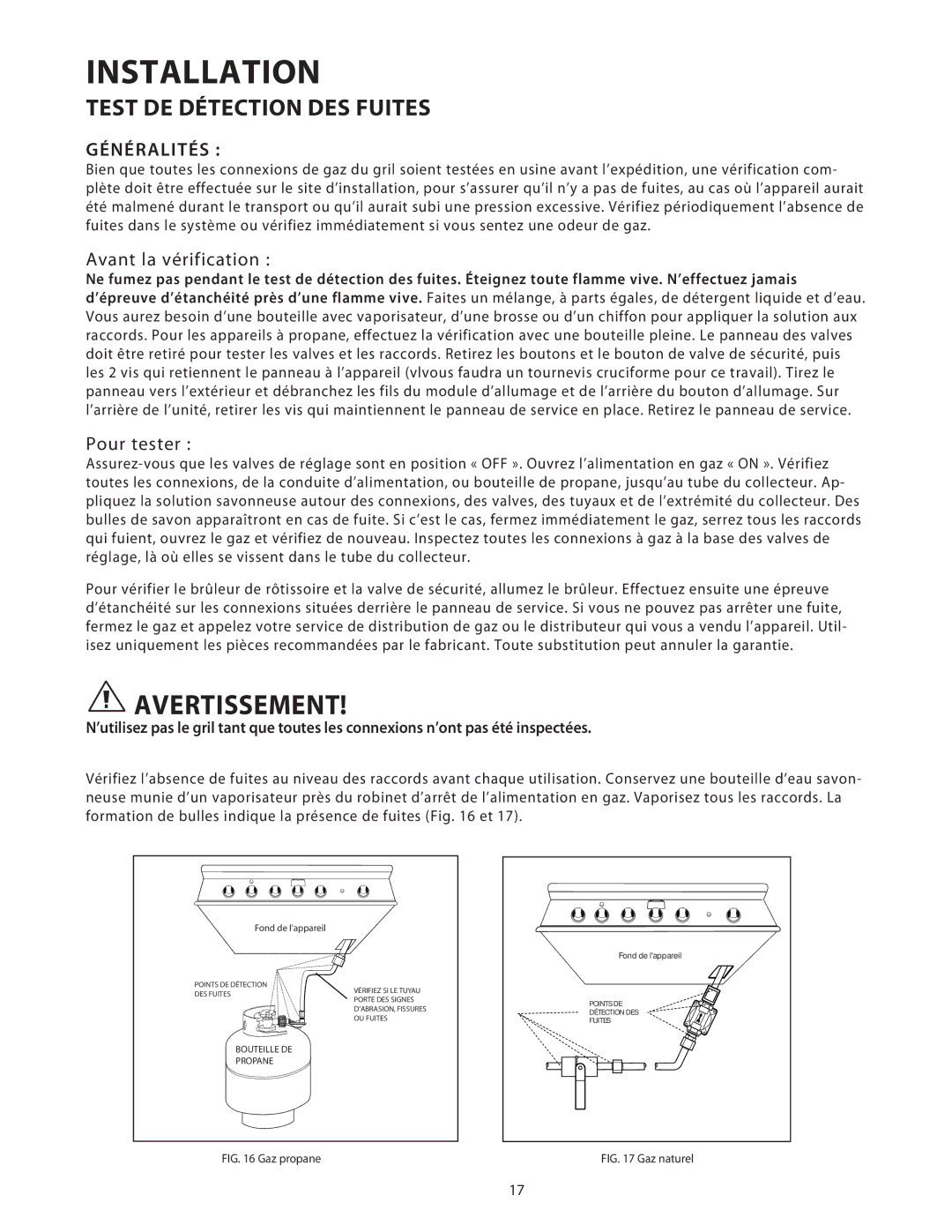 DCS 36/48BGB manual Test DE Détection DES Fuites, Avant la vérification, Pour tester 