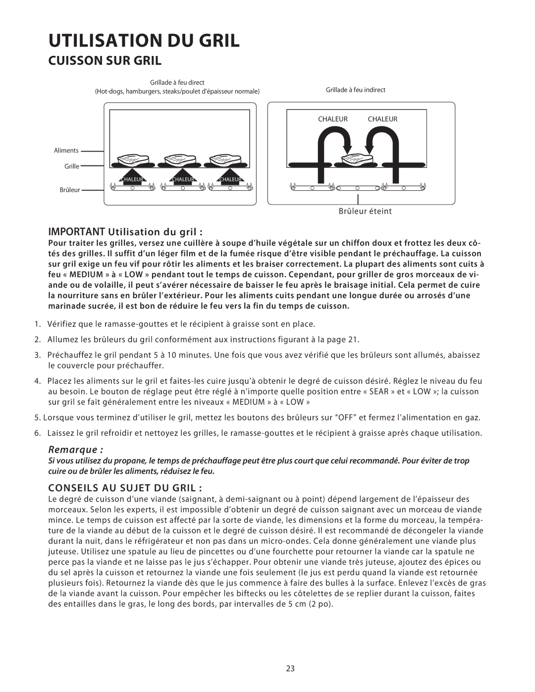 DCS 36/48BGB manual Cuisson SUR Gril, Conseils AU Sujet DU Gril 