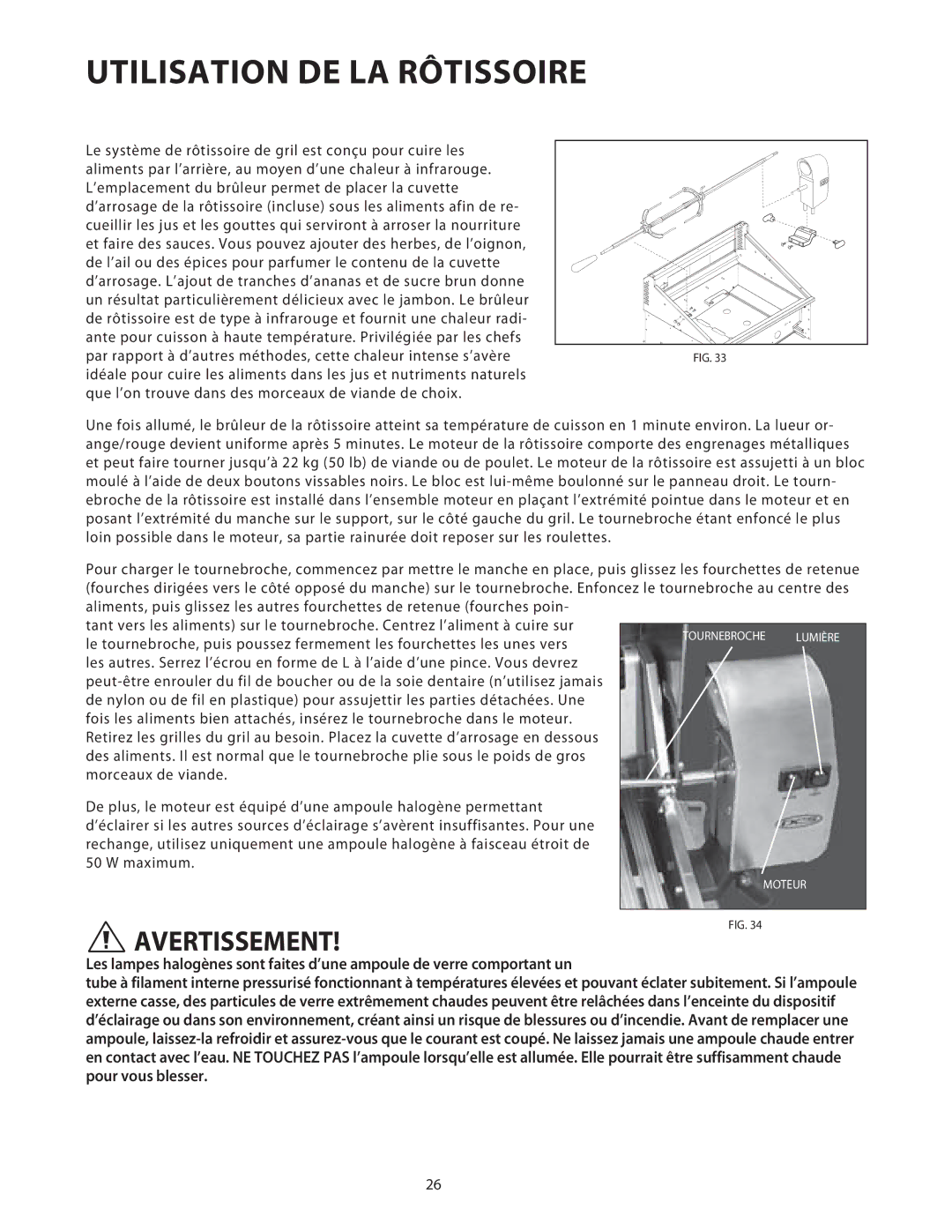 DCS 36/48BGB manual Utilisation DE LA Rôtissoire 