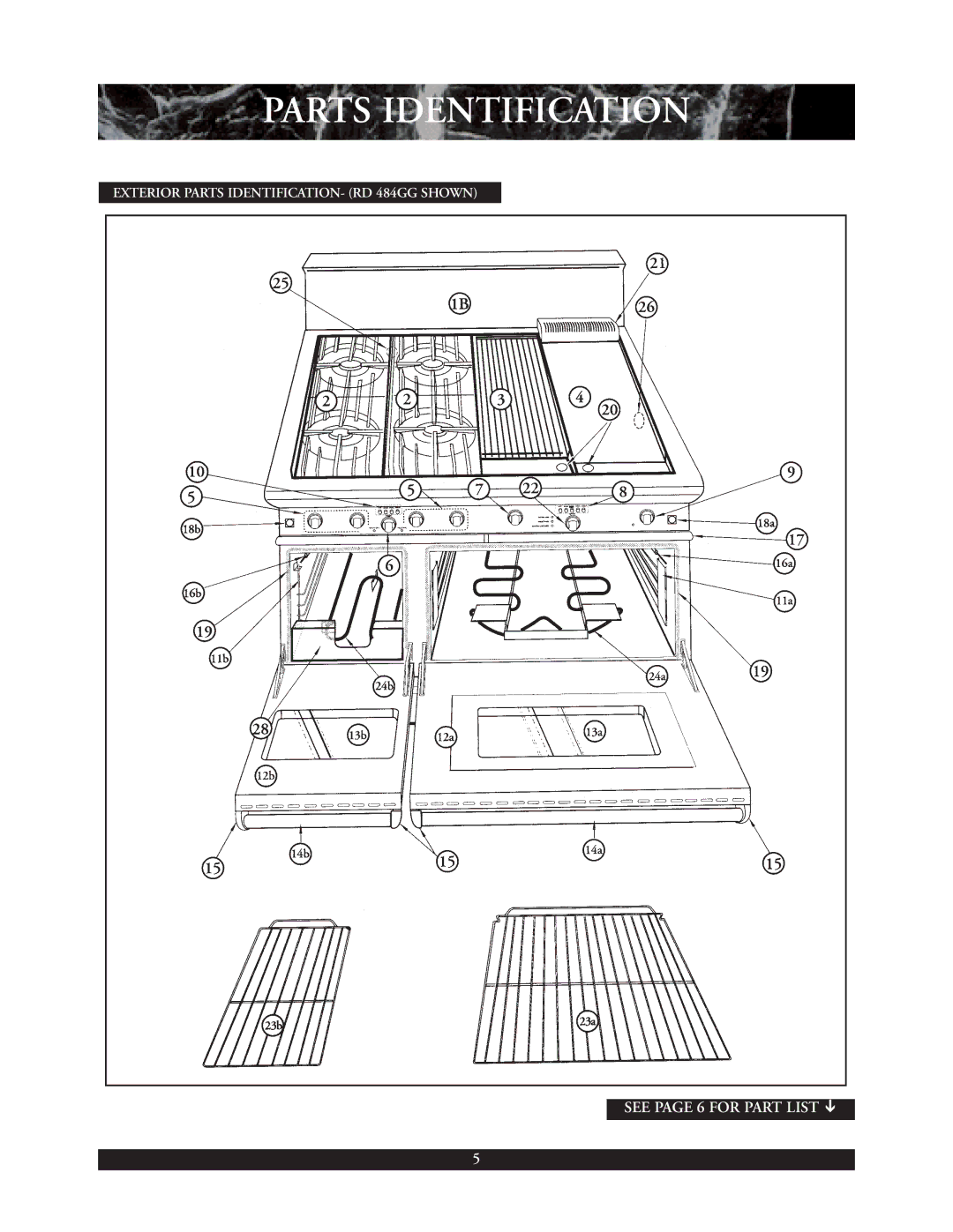 DCS 48 inch, 36 inch, 30 inch warranty Parts Identification 