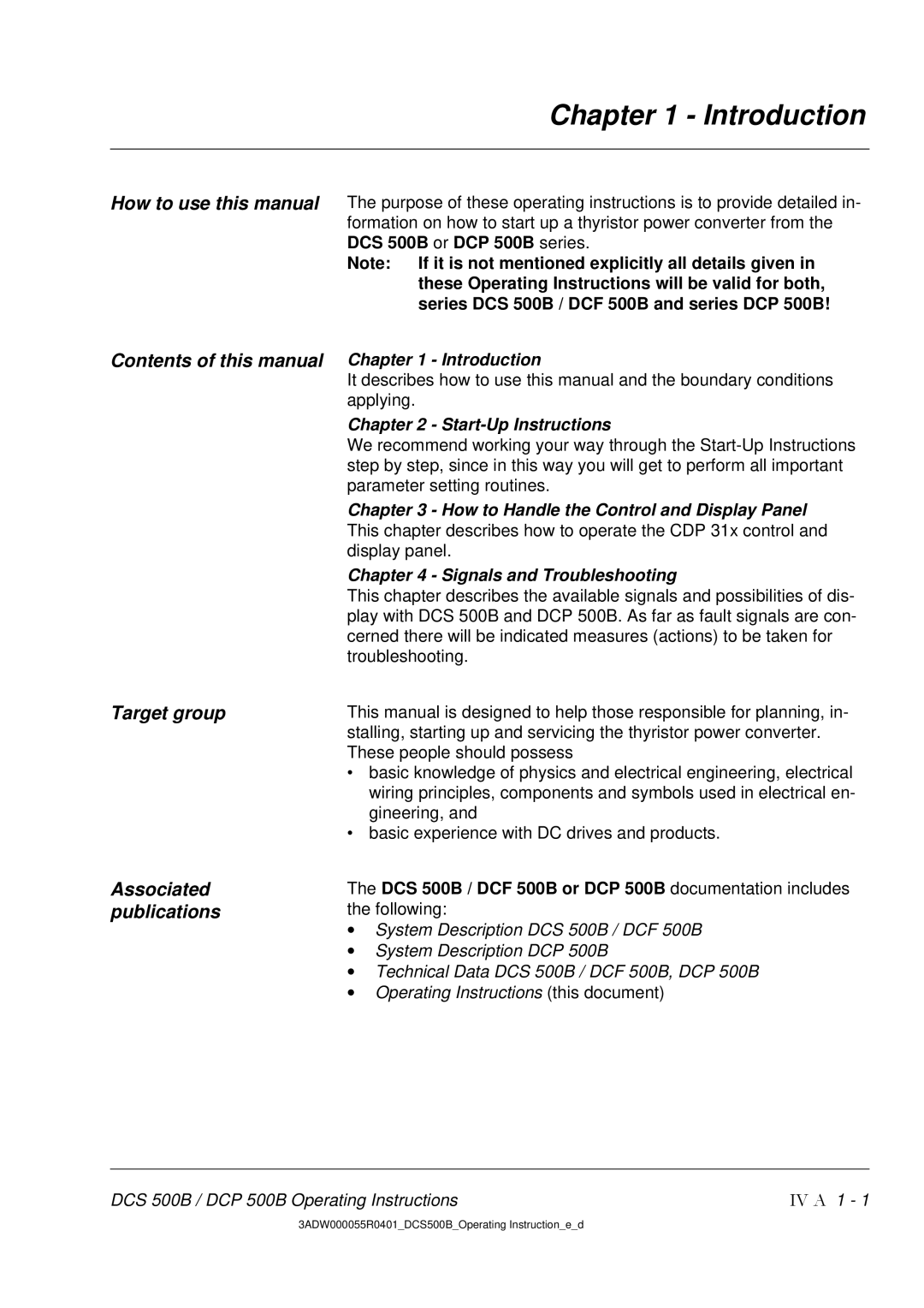 DCS 500 How to use this manual, Contents of this manual, Target group, Associated publications 