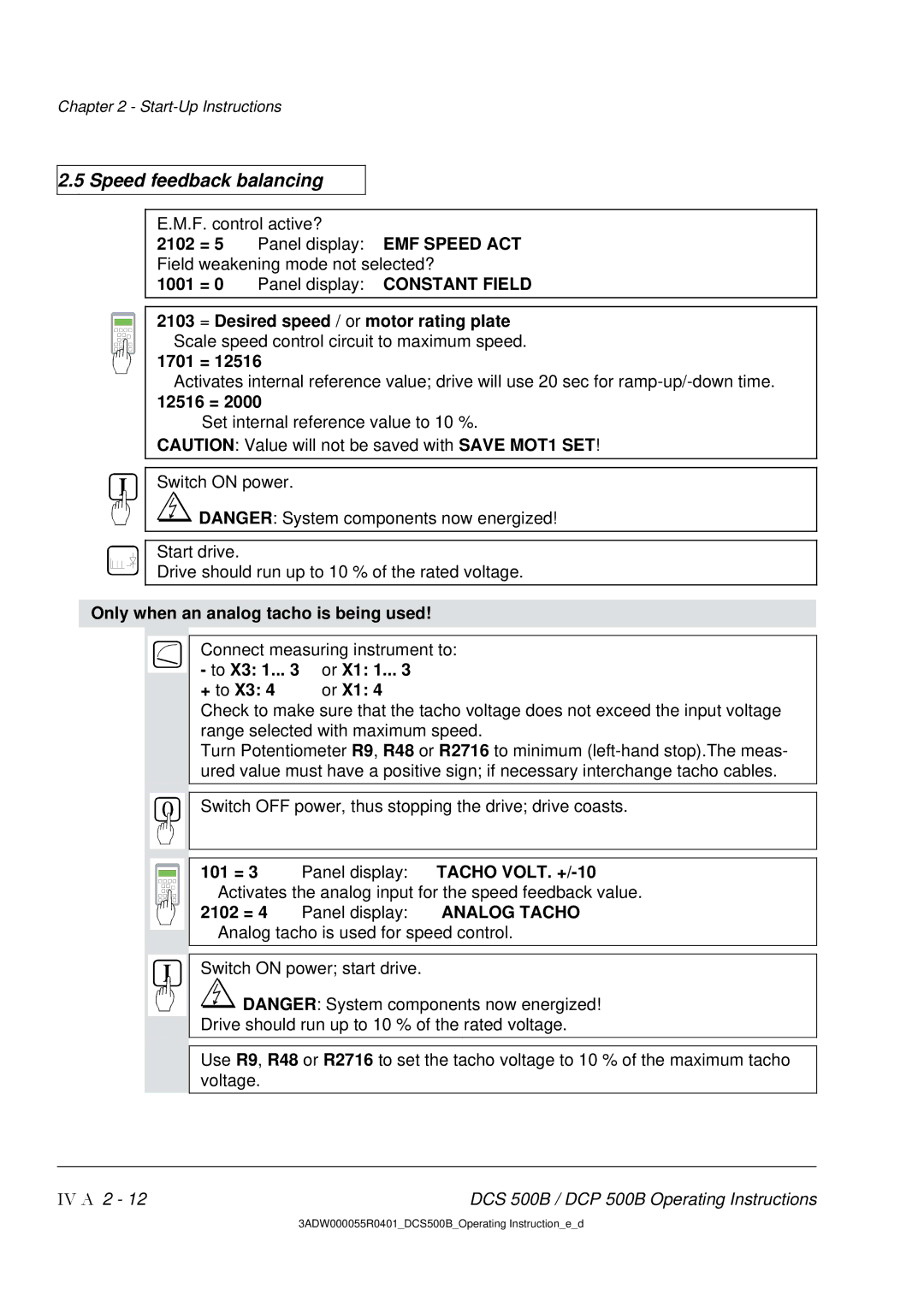 DCS 500 manual Speed feedback balancing 