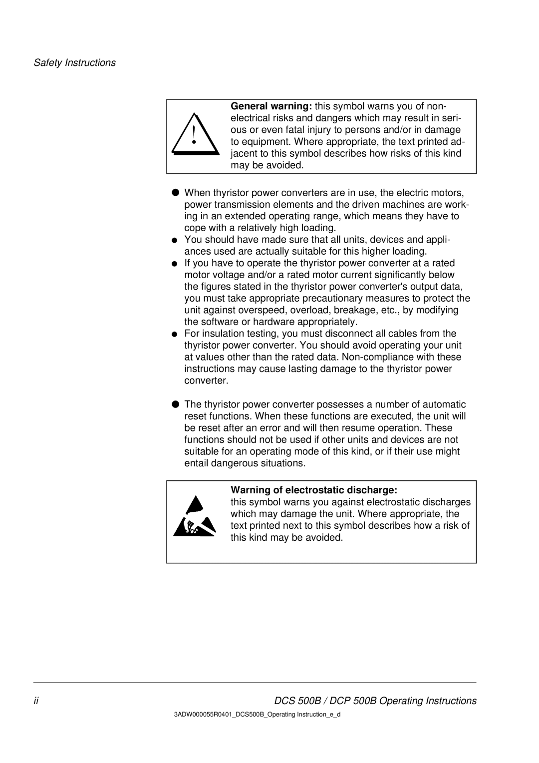 DCS 500 manual Safety Instructions 