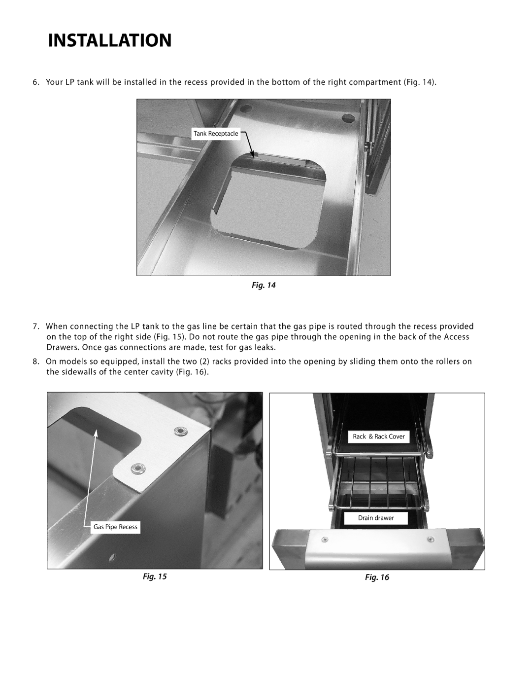 DCS ADR48, ADR30, ADR36, ADR24 manual Tank Receptacle 