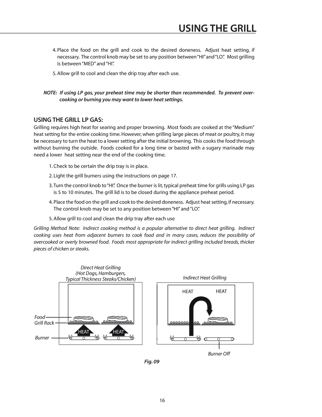 DCS BGA26-BQ manual Using the Grill LP GAS 