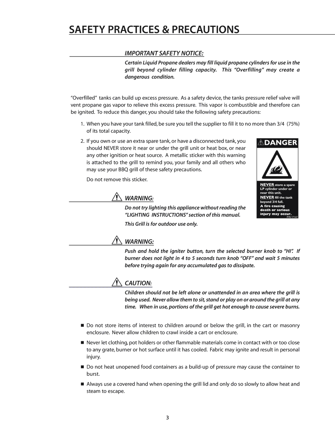 DCS BGA26-BQ manual Safety Practices & Precautions, Important Safety Notice 