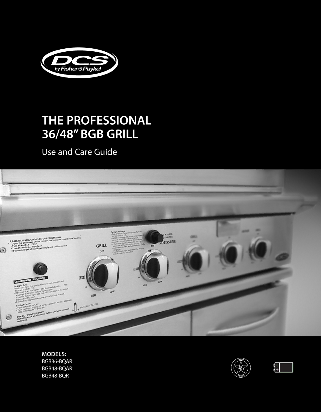 DCS BGB Series manual Professional 36/48 BGB Grill 