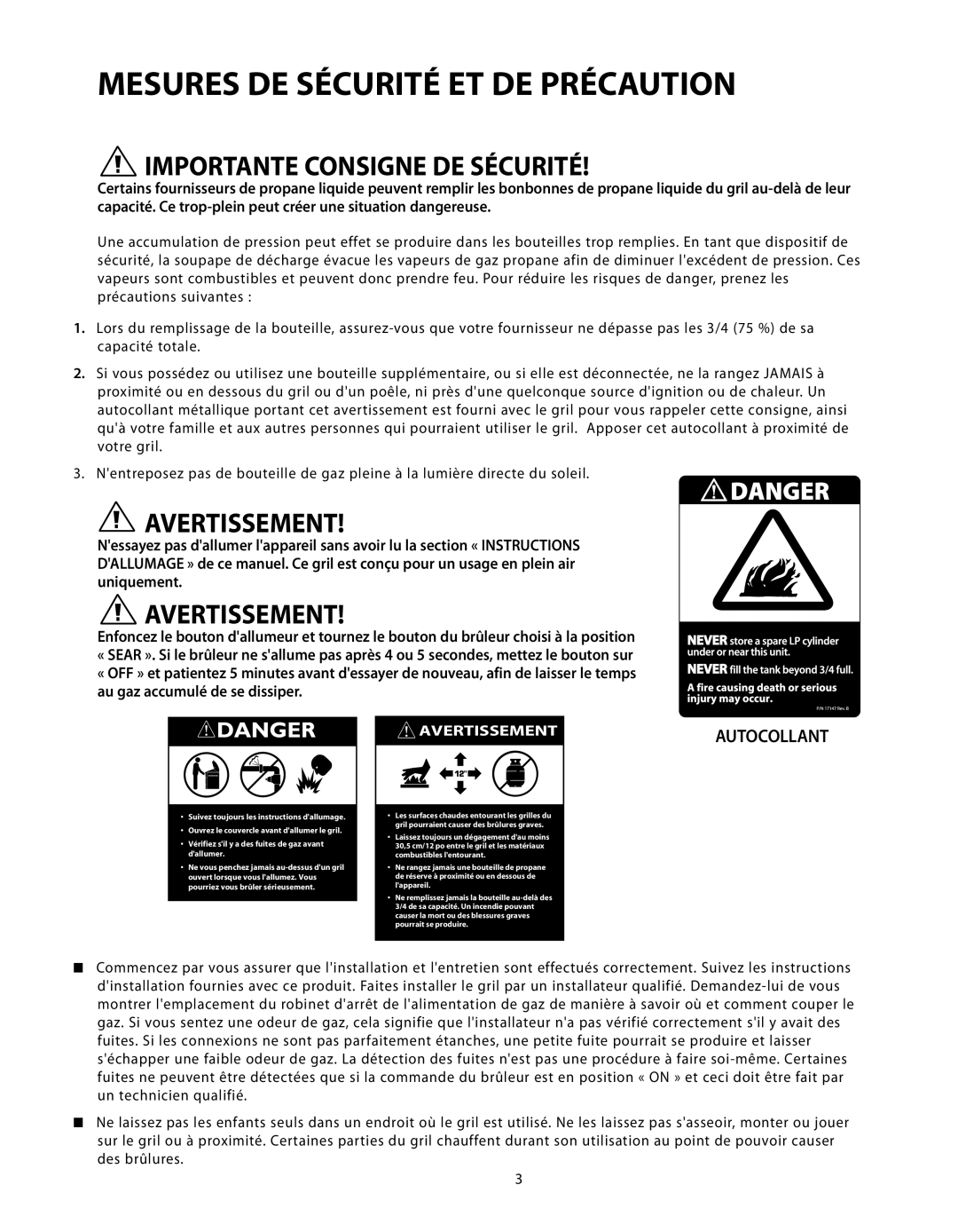 DCS BGB Series manual Mesures DE Sécurité ET DE Précaution, Autocollant 