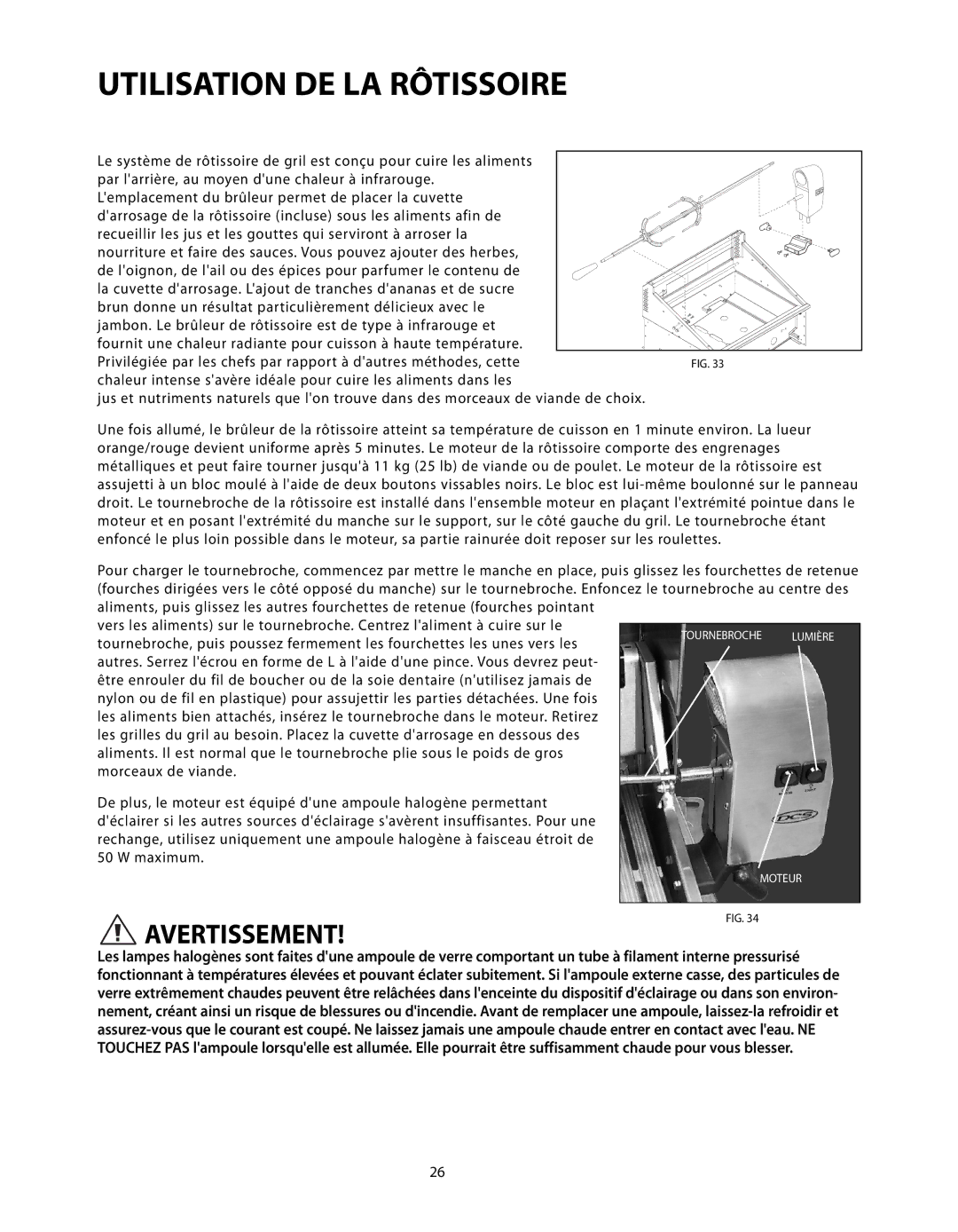 DCS BGB Series manual Utilisation DE LA Rôtissoire 