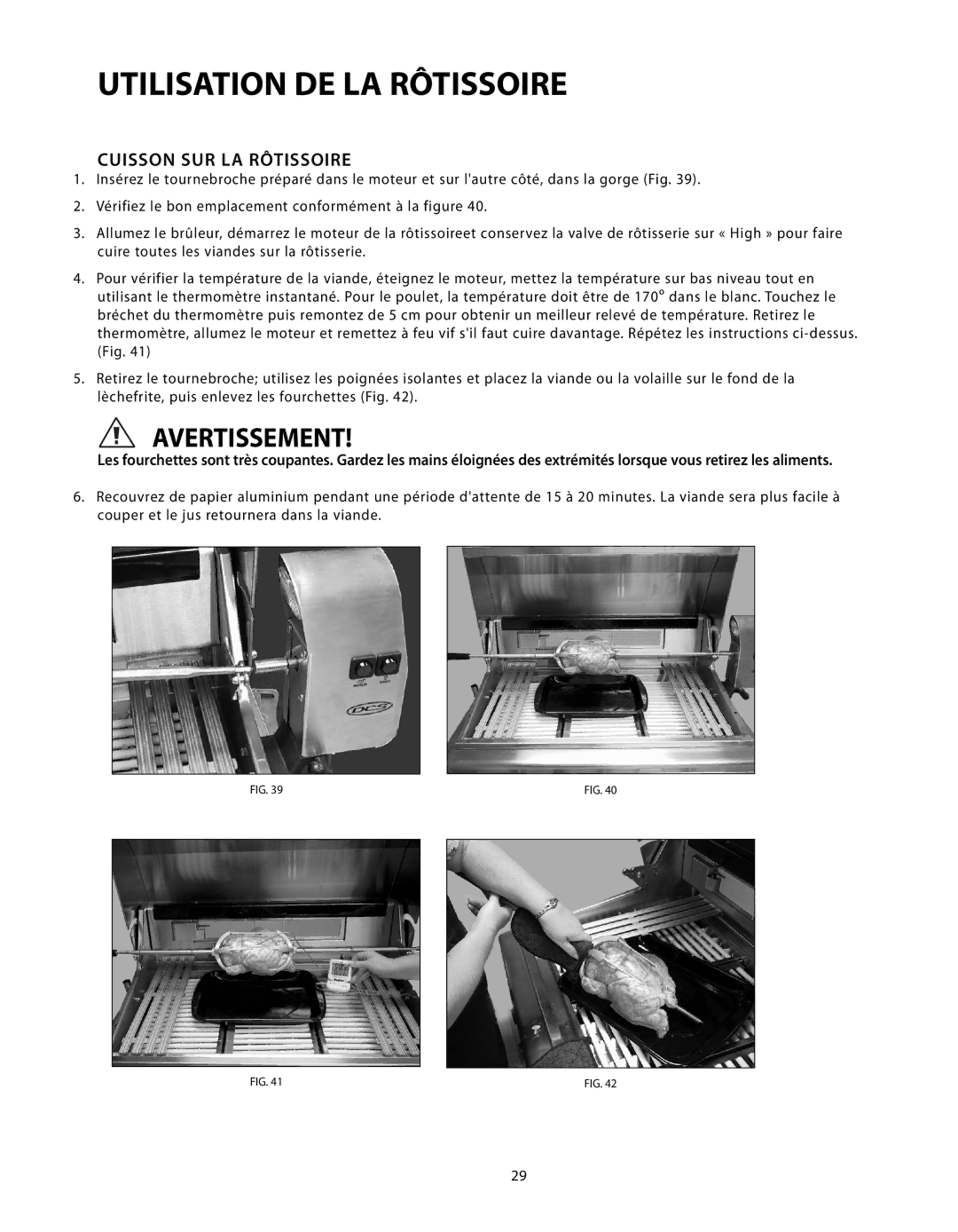 DCS BGB Series manual Cuisson SUR LA Rôtissoire 