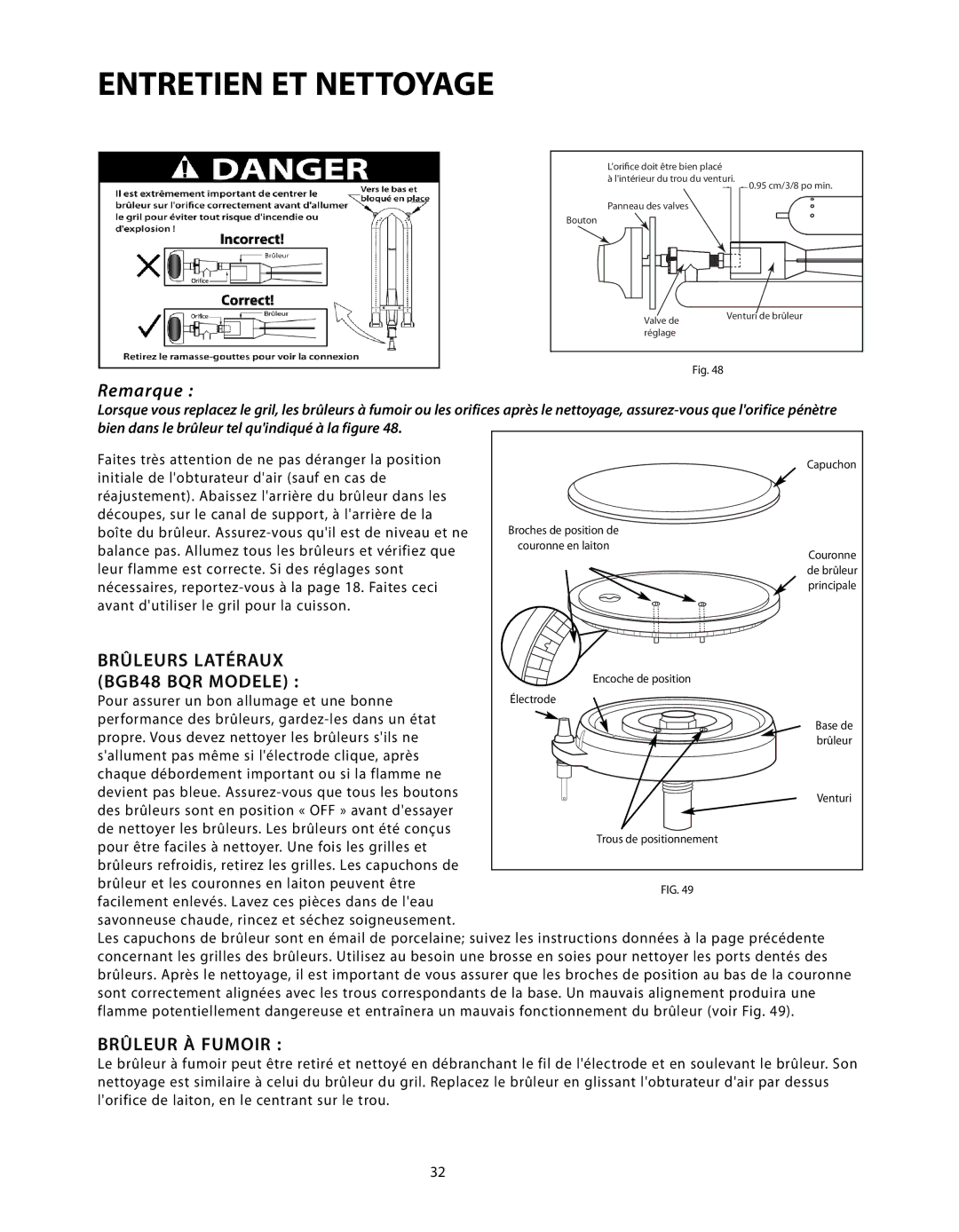 DCS BGB Series manual Brûleurs Latéraux BGB48 BQR Modele, Brûleur À Fumoir 