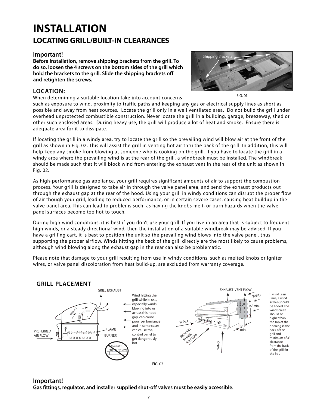 DCS BGB Series manual Installation, Locating GRILL/BUILT-IN Clearances, Location 