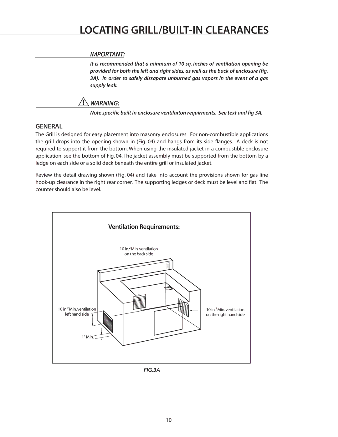 DCS BGB30-BQR manual General, Ventilation Requirements 