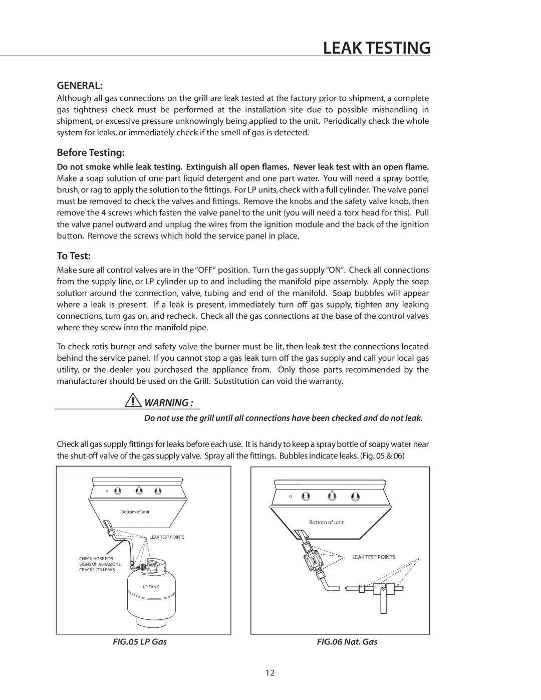 DCS BGB30-BQR manual Leak Testing, Before Testing, To Test 