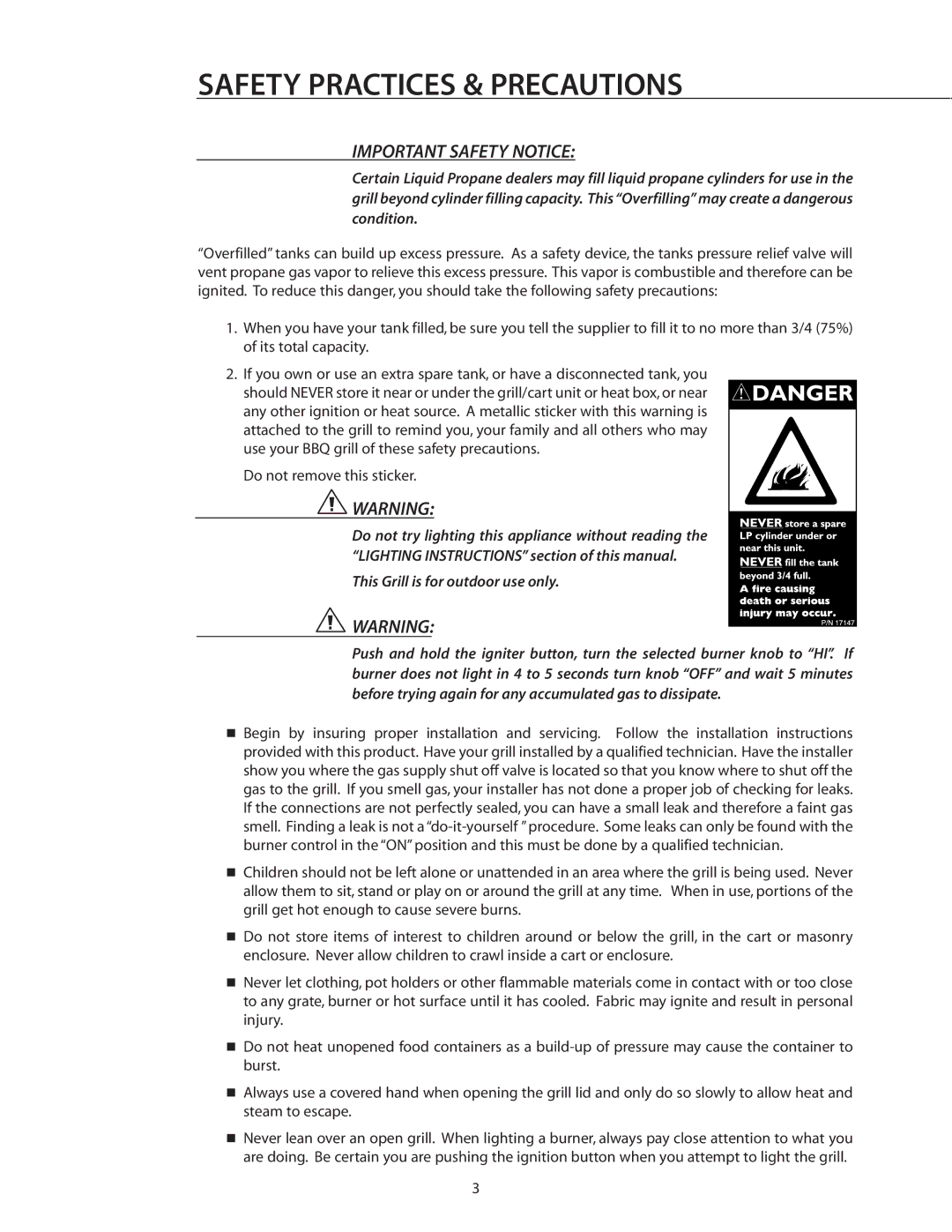 DCS BGB30-BQR manual Safety Practices & Precautions, Important Safety Notice 