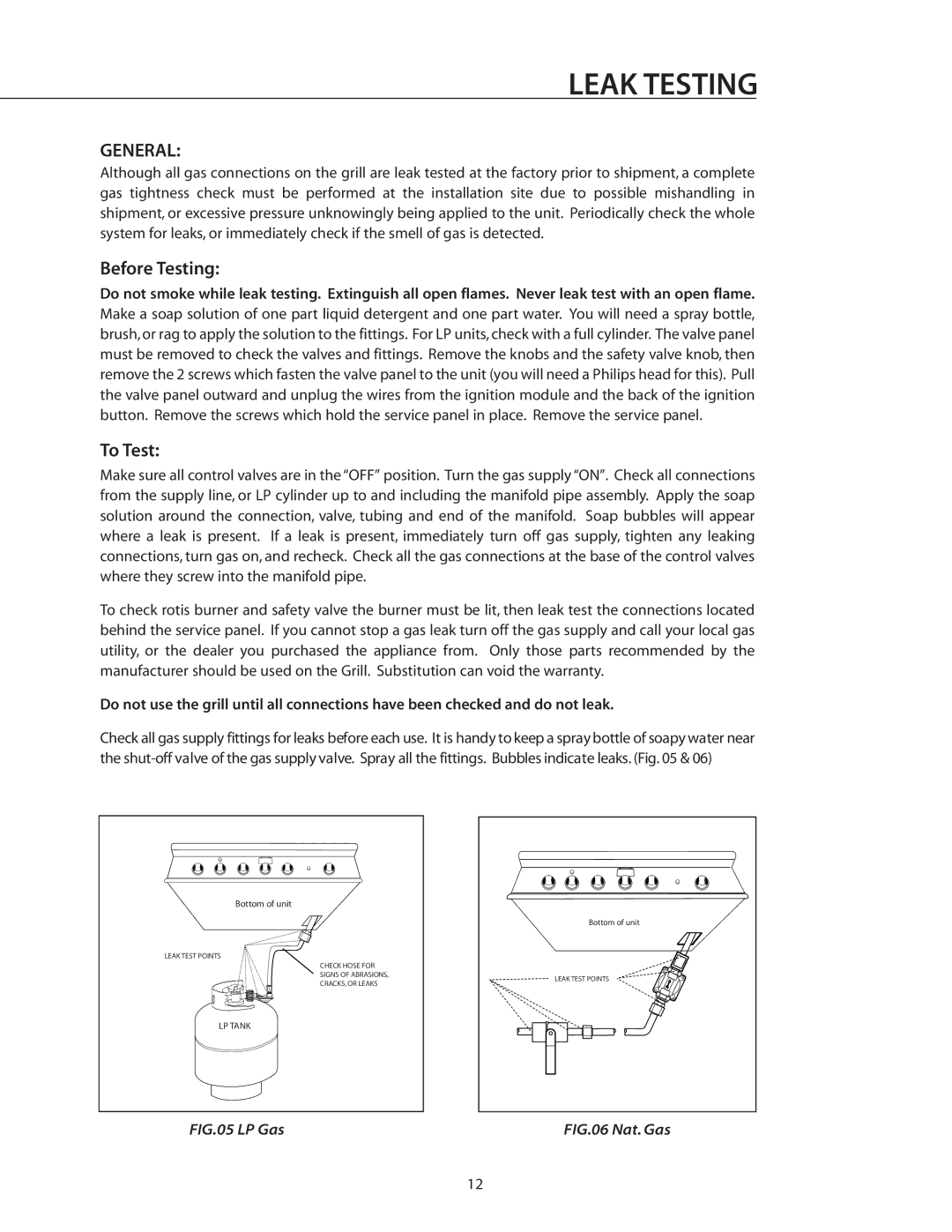 DCS BGB36-BQAR manual Leak Testing, General, Before Testing, To Test 