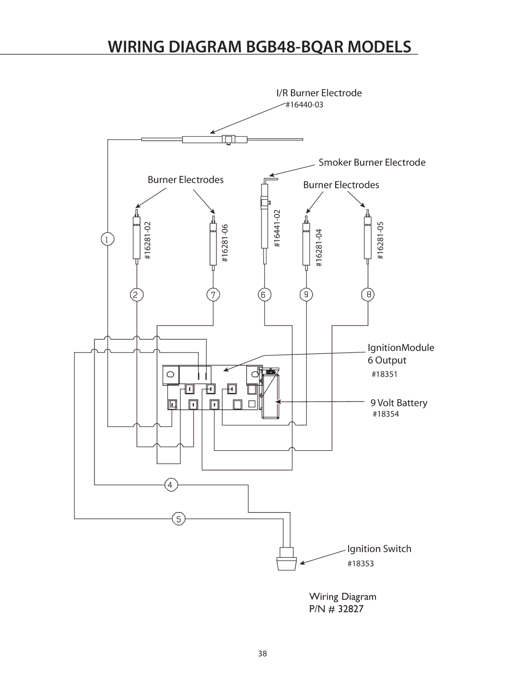 DCS BGB36-BQAR manual Wiring Diagram BGB48-BQAR Models, Smoker Burner Electrode 