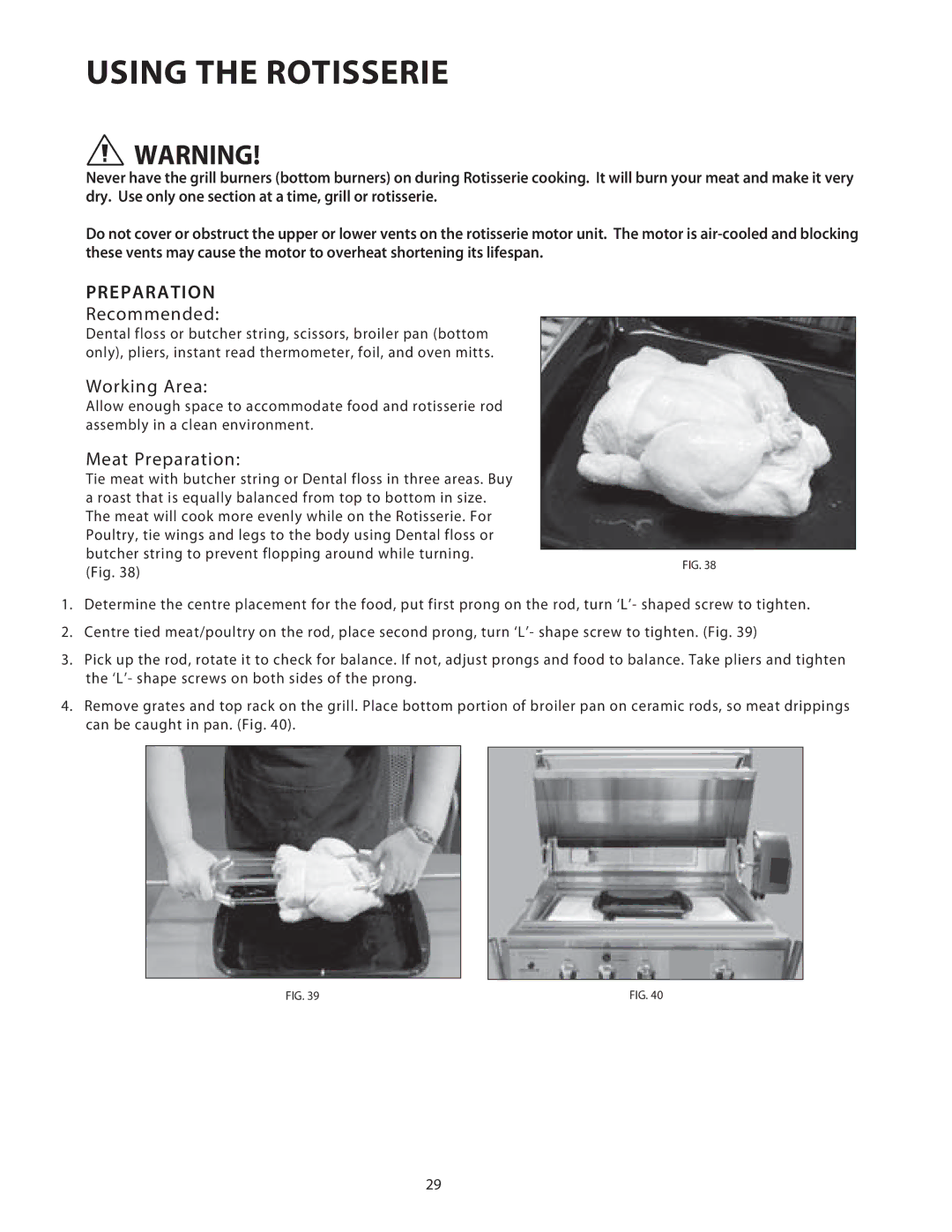 DCS BGB36, BGB48 installation instructions Recommended, Working Area, Meat Preparation 