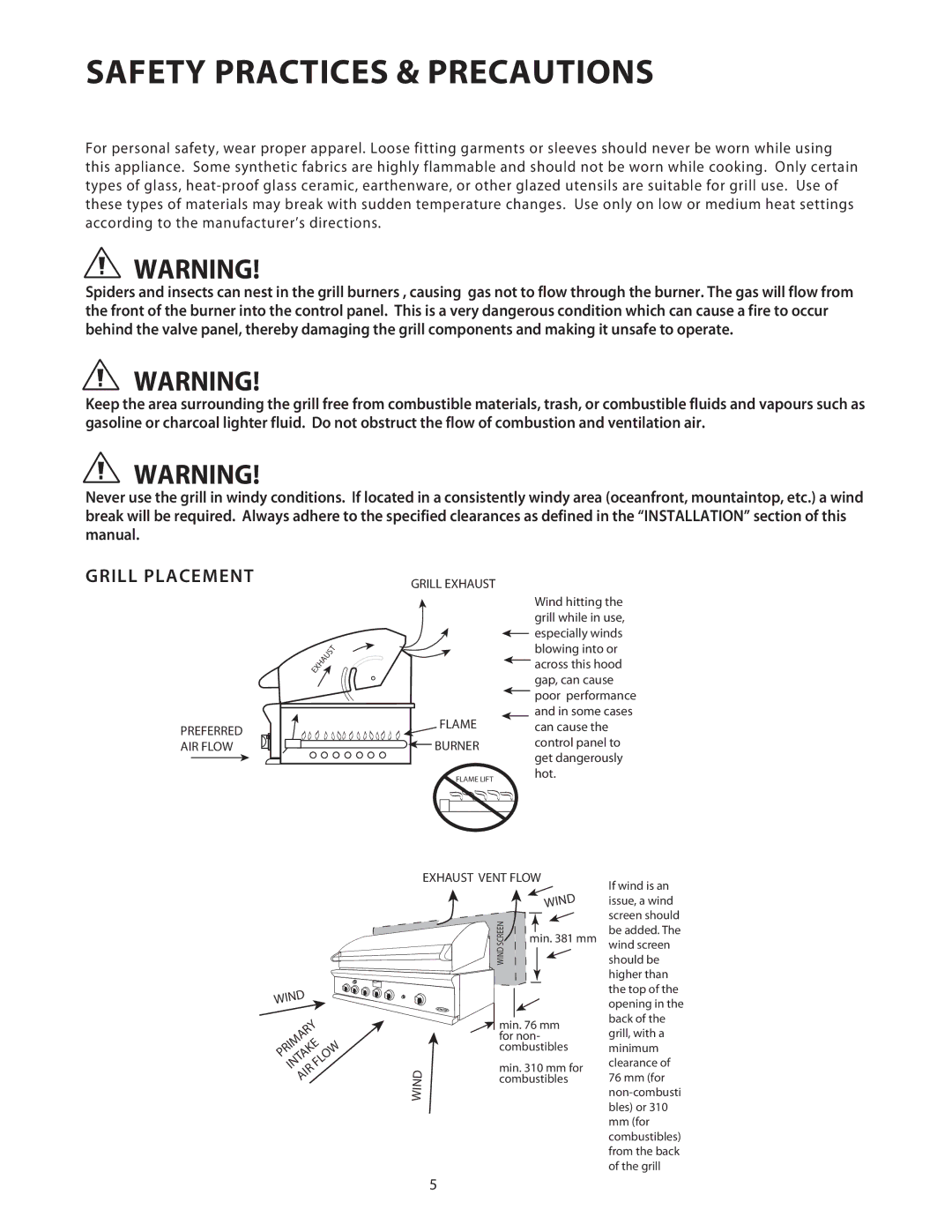 DCS BGB36, BGB48 installation instructions Grill Placement, Flame Burner 