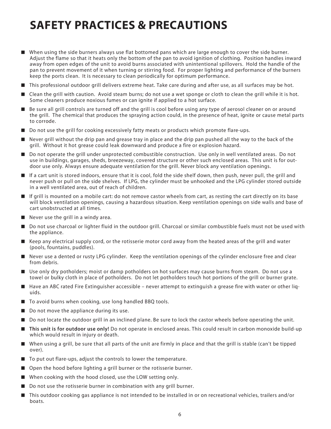 DCS BGB48, BGB36 installation instructions Safety Practices & Precautions 