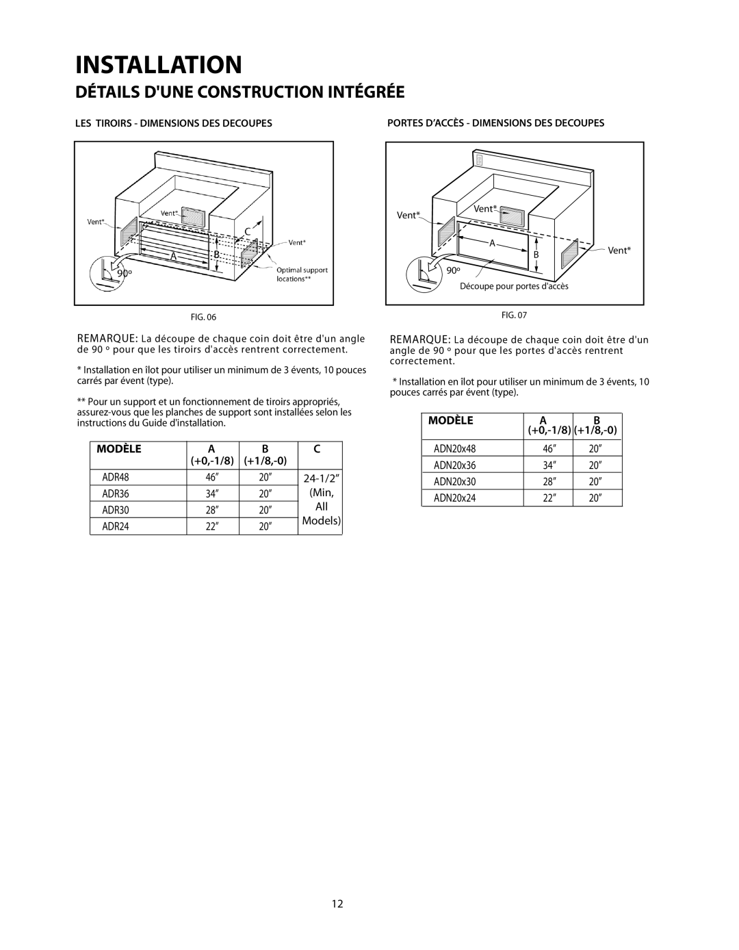 DCS BGB48-BQAR, BGB48-BQR manual +0,-1/8 +1/8,-0 