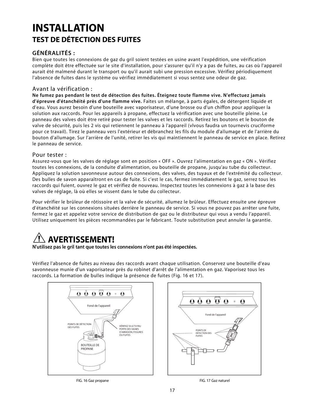 DCS BGB48-BQR, BGB48-BQAR manual Test DE Détection DES Fuites, Avant la vérification, Pour tester 