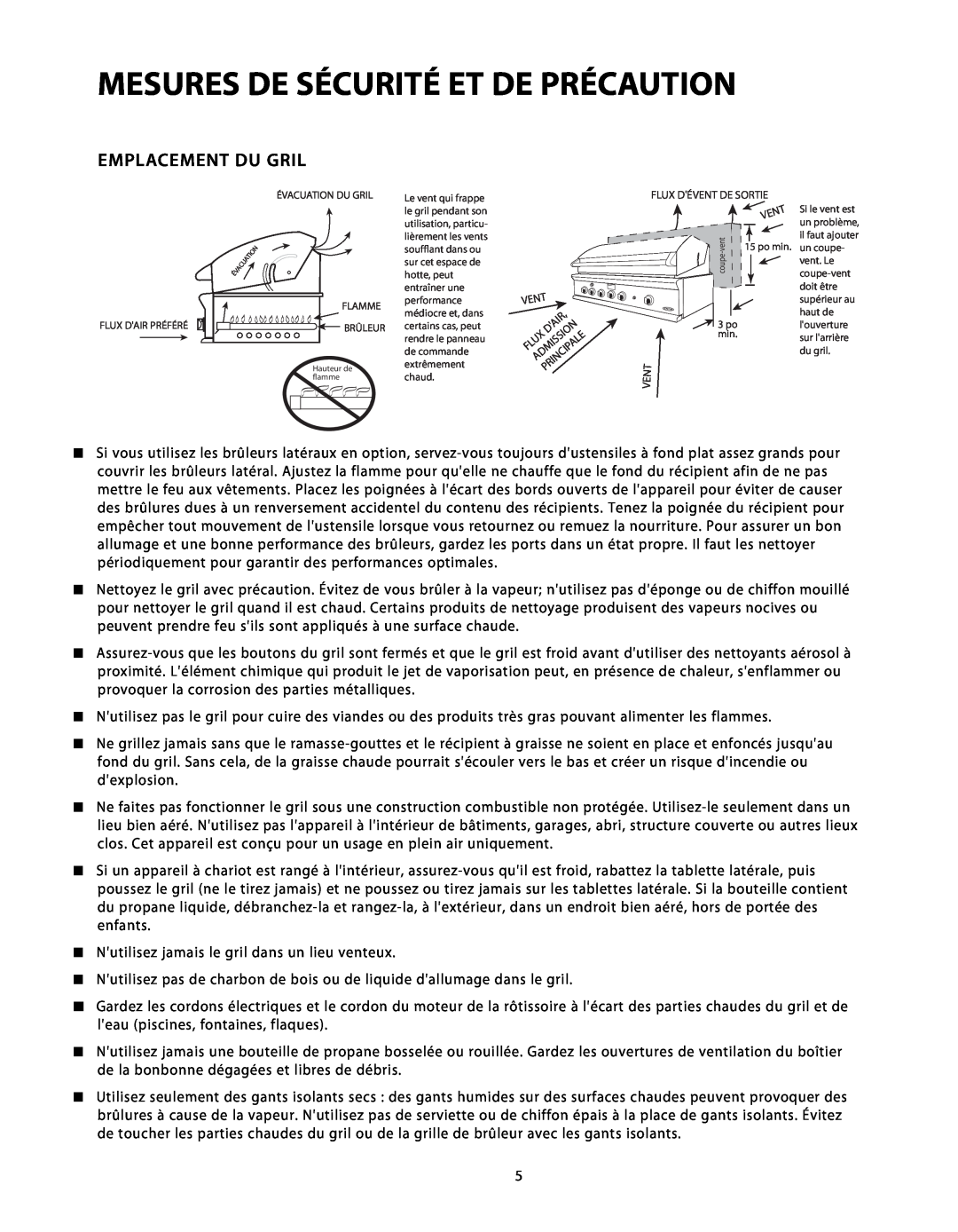 DCS BGB48-BQR, BGB48-BQAR manual Emplacement Du Gril, Mesures De Sécurité Et De Précaution 