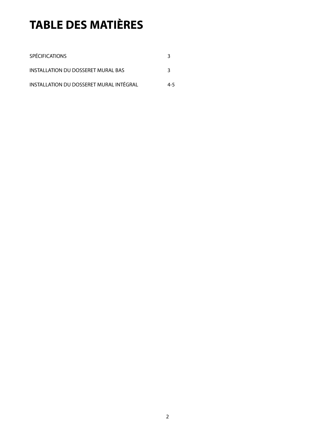 DCS BGC-1248, BGC-3048, BGC-1236, BGC-3036 manual Table DES Matières 