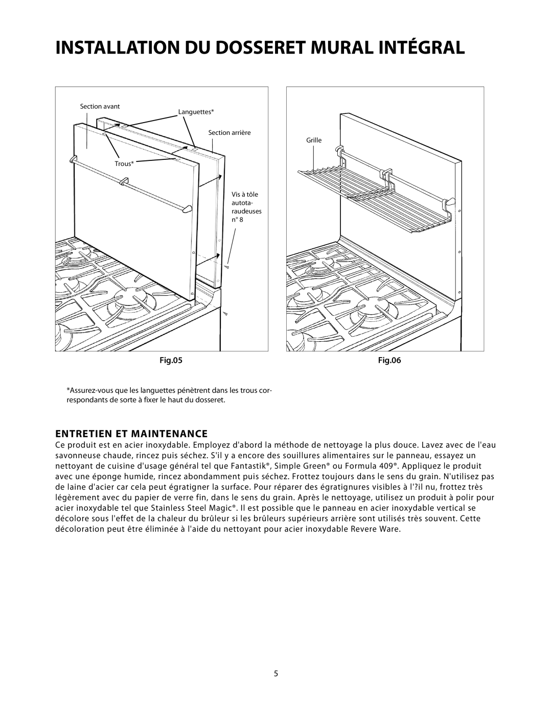 DCS BGS-3036, BGS-3030, BGS-3048, BGS-1230, BGS-1236, BGS-1248 manual Entretien ET Maintenance 