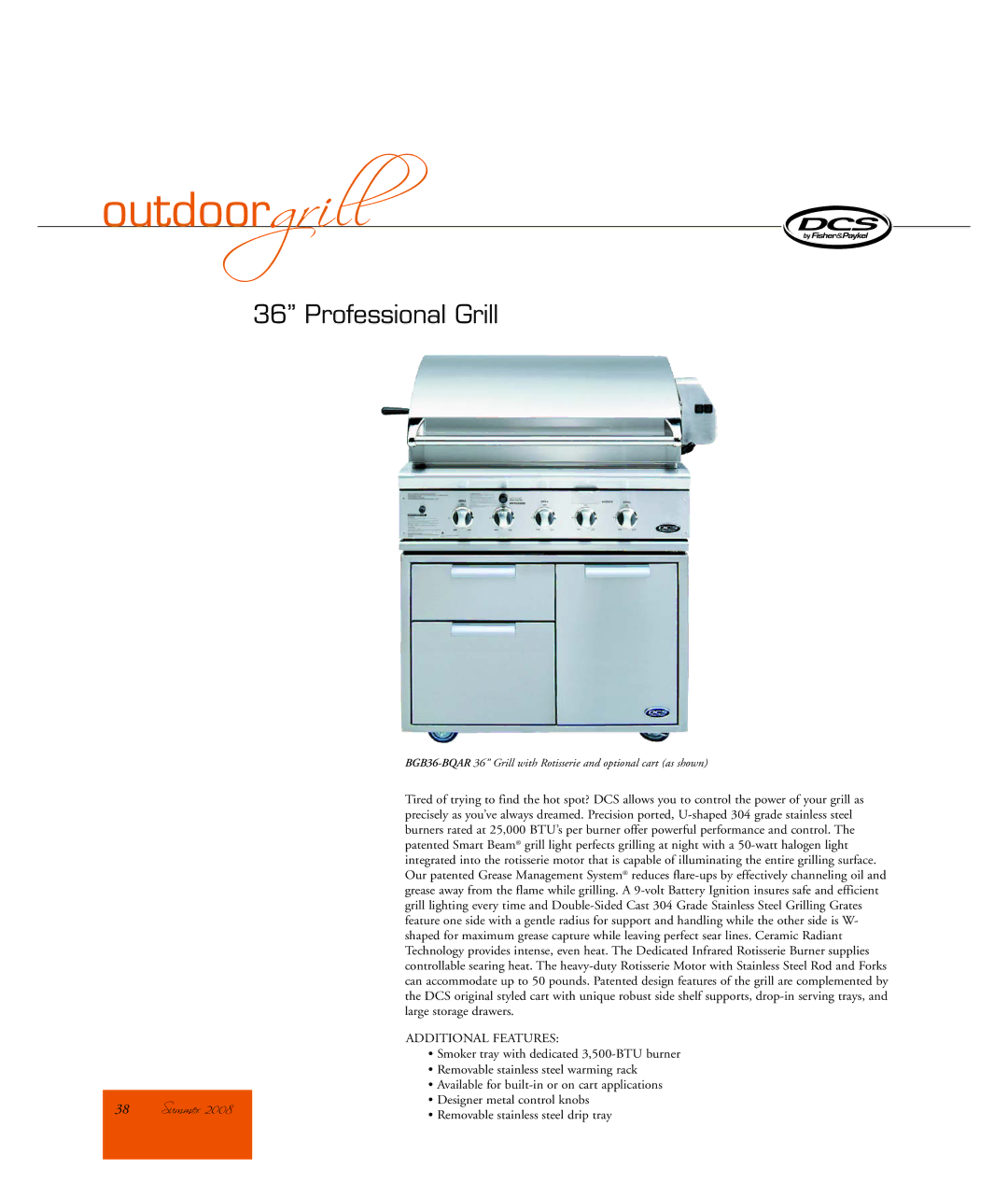 DCS BQAR36 manual Outdoorgrill 