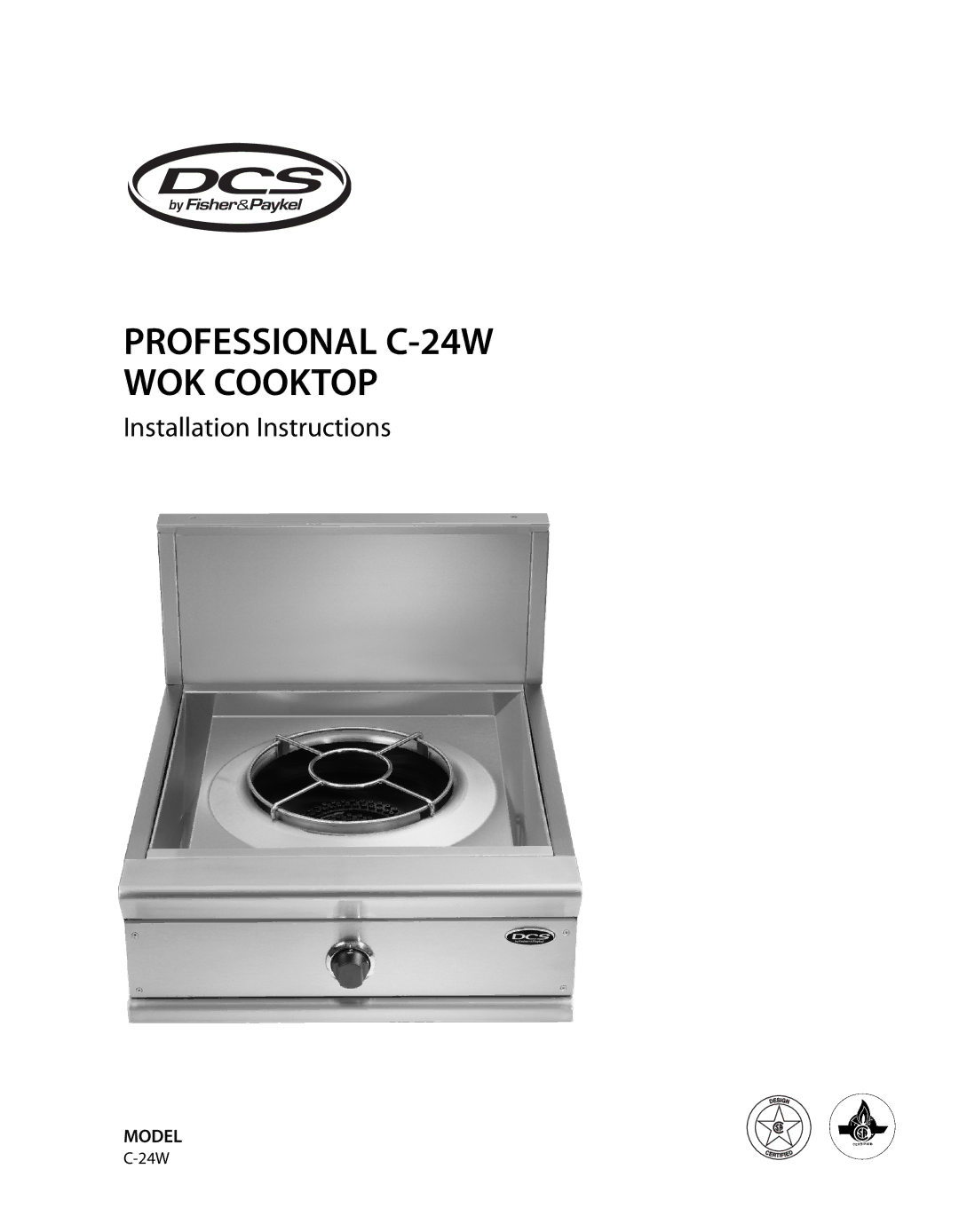 DCS installation instructions Professional C-24W WOK Cooktop, Model 