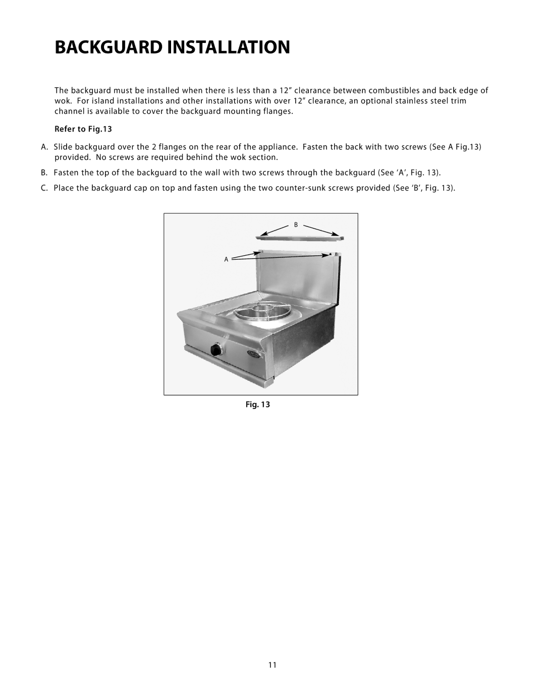 DCS C-24 installation instructions Backguard Installation, Refer to 