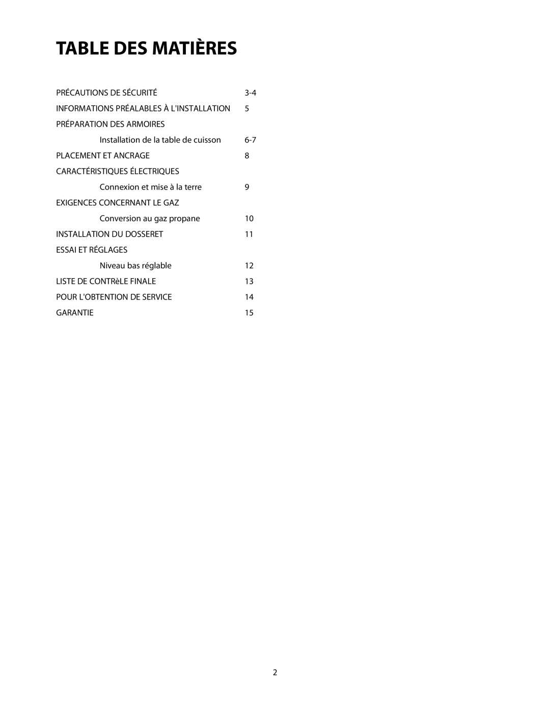 DCS C-24 installation instructions Table DES Matières 