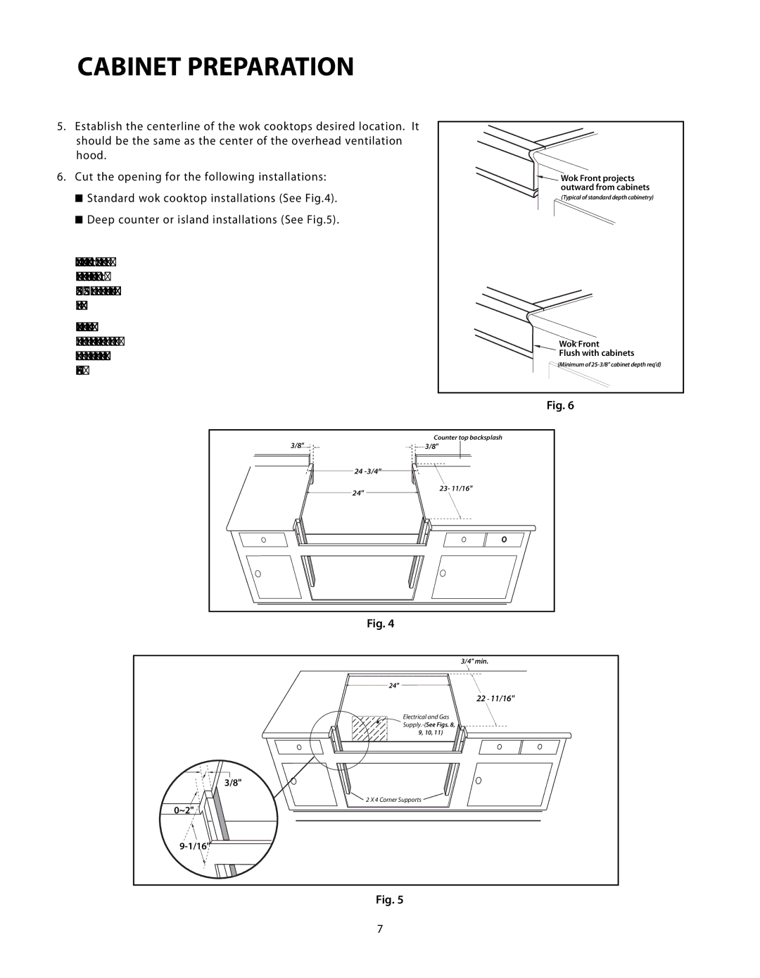 DCS C-24 installation instructions Wok Front Flush with cabinets 