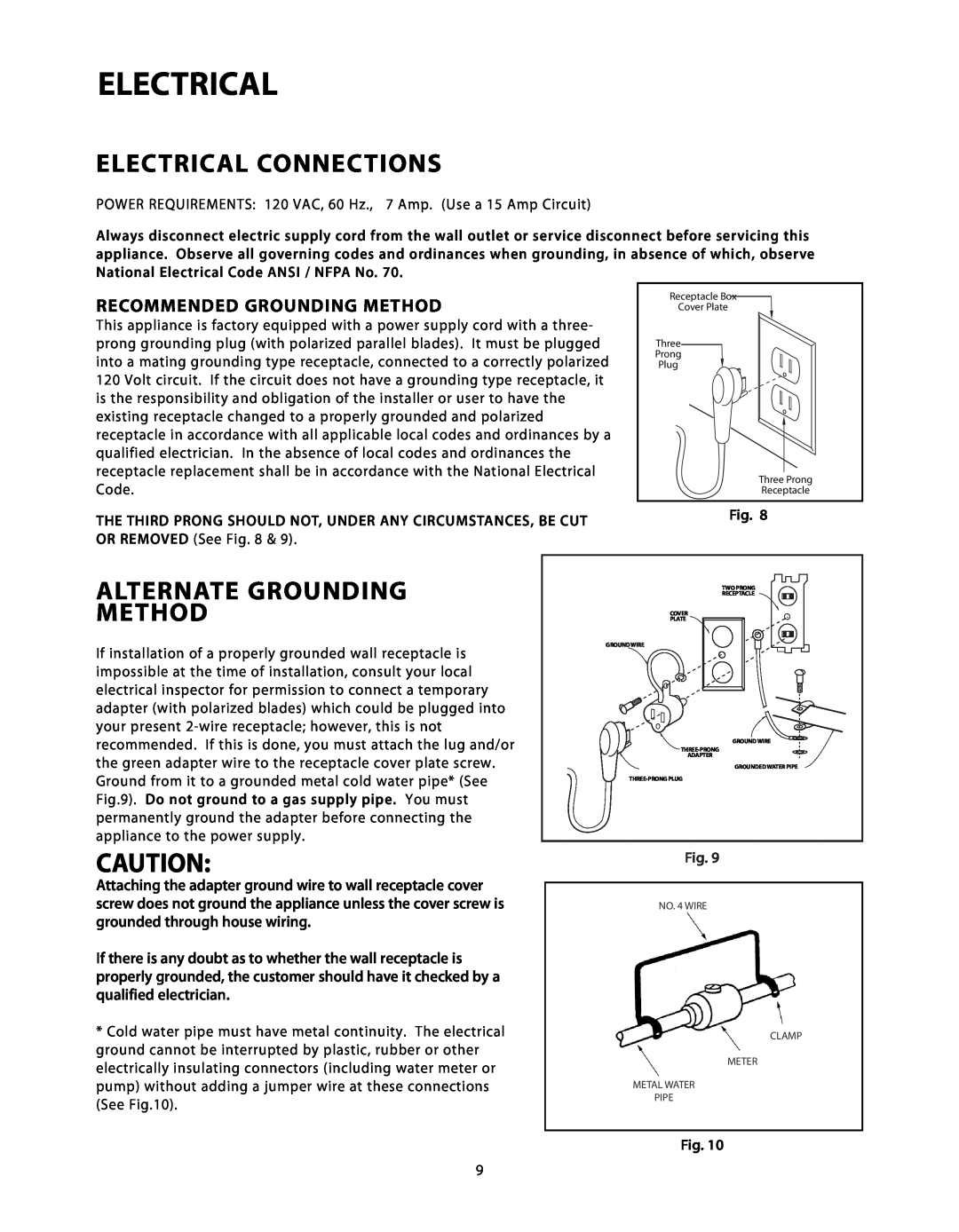 DCS C-24 installation instructions Electrical Connections, Alternate Grounding Method, Recommended Grounding Method 