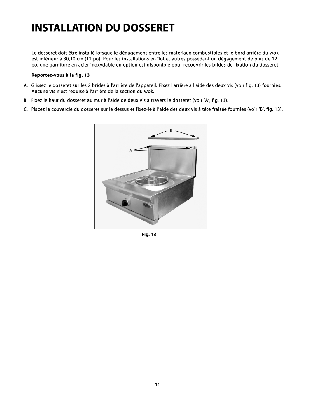 DCS C-24 installation instructions Installation Du Dosseret, Reportez-vous à la fig 