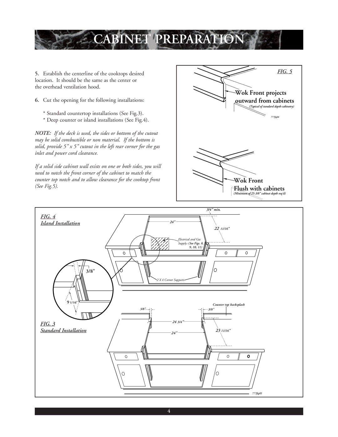 DCS C-24W installation manual Island Installation, Standard Installation 