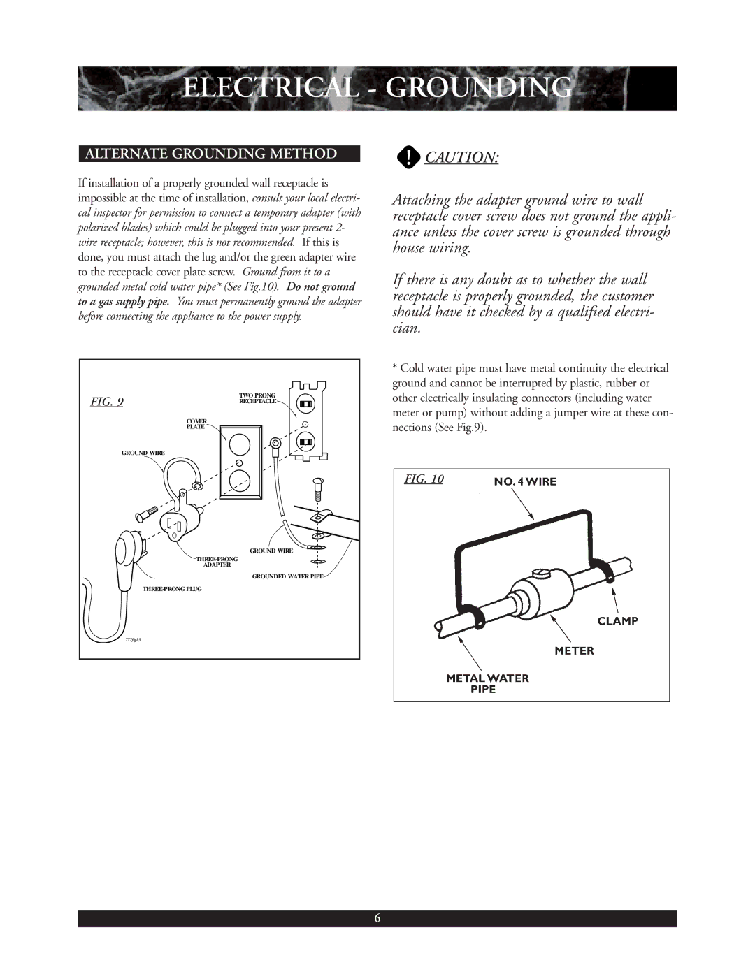 DCS C-24W installation manual Electrical Grounding, Alternate Grounding Method 