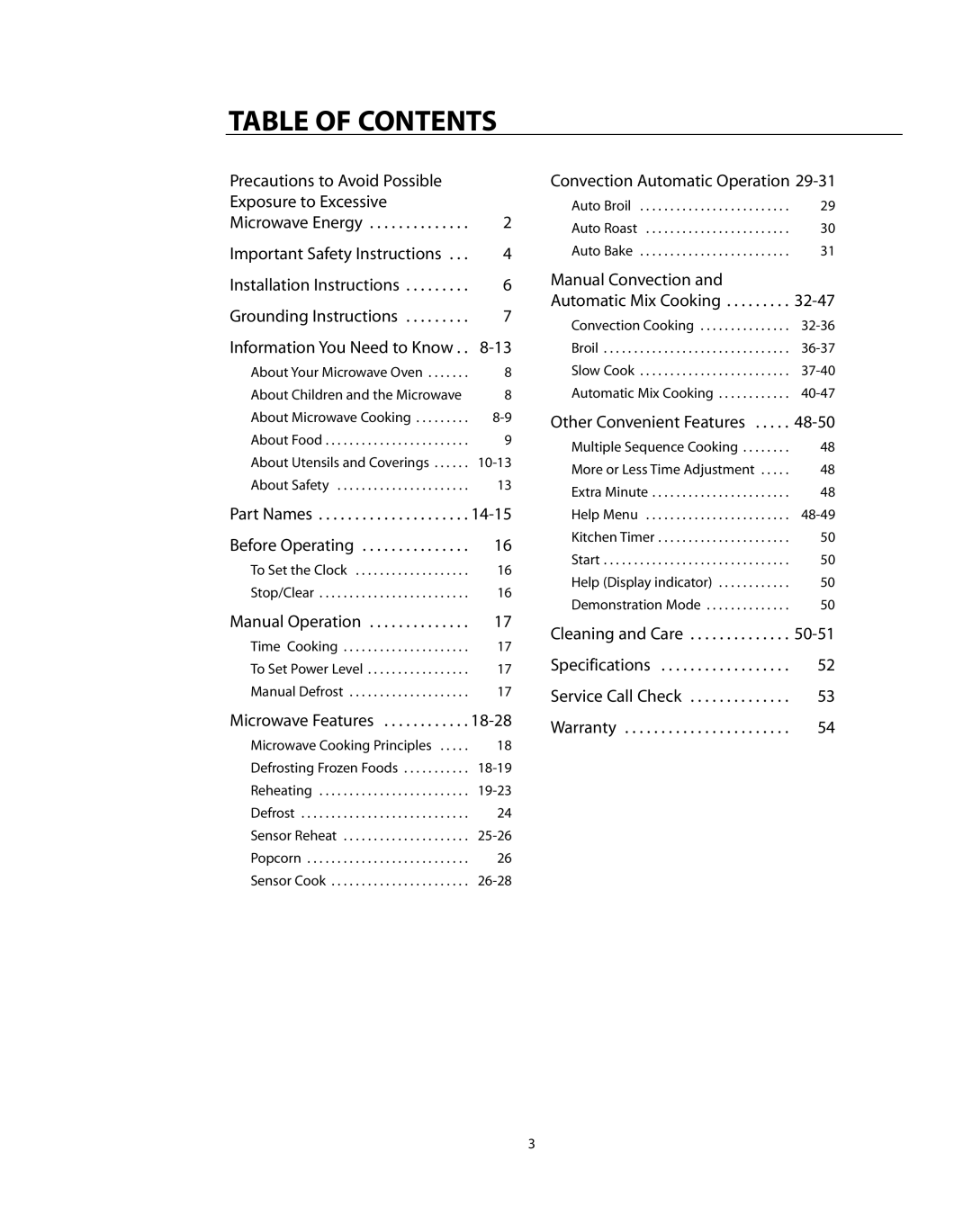 DCS CMO24SS manual Table of Contents 