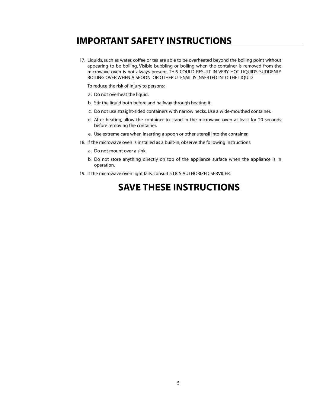 DCS CMO24SS manual Important Safety Instructions 