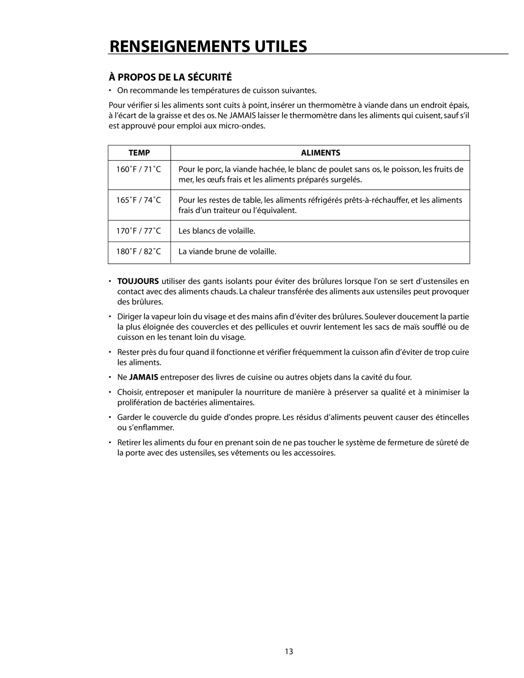 DCS CMO24SS manual Propos DE LA Sécurité, Temp 