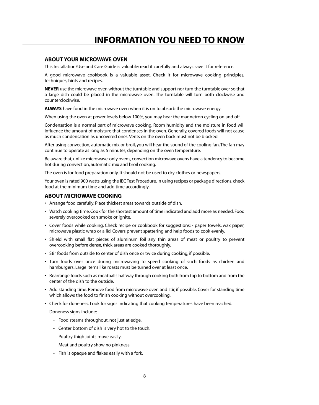 DCS CMO24SS manual Information YOU Need to Know, About Your Microwave Oven, About Microwave Cooking 