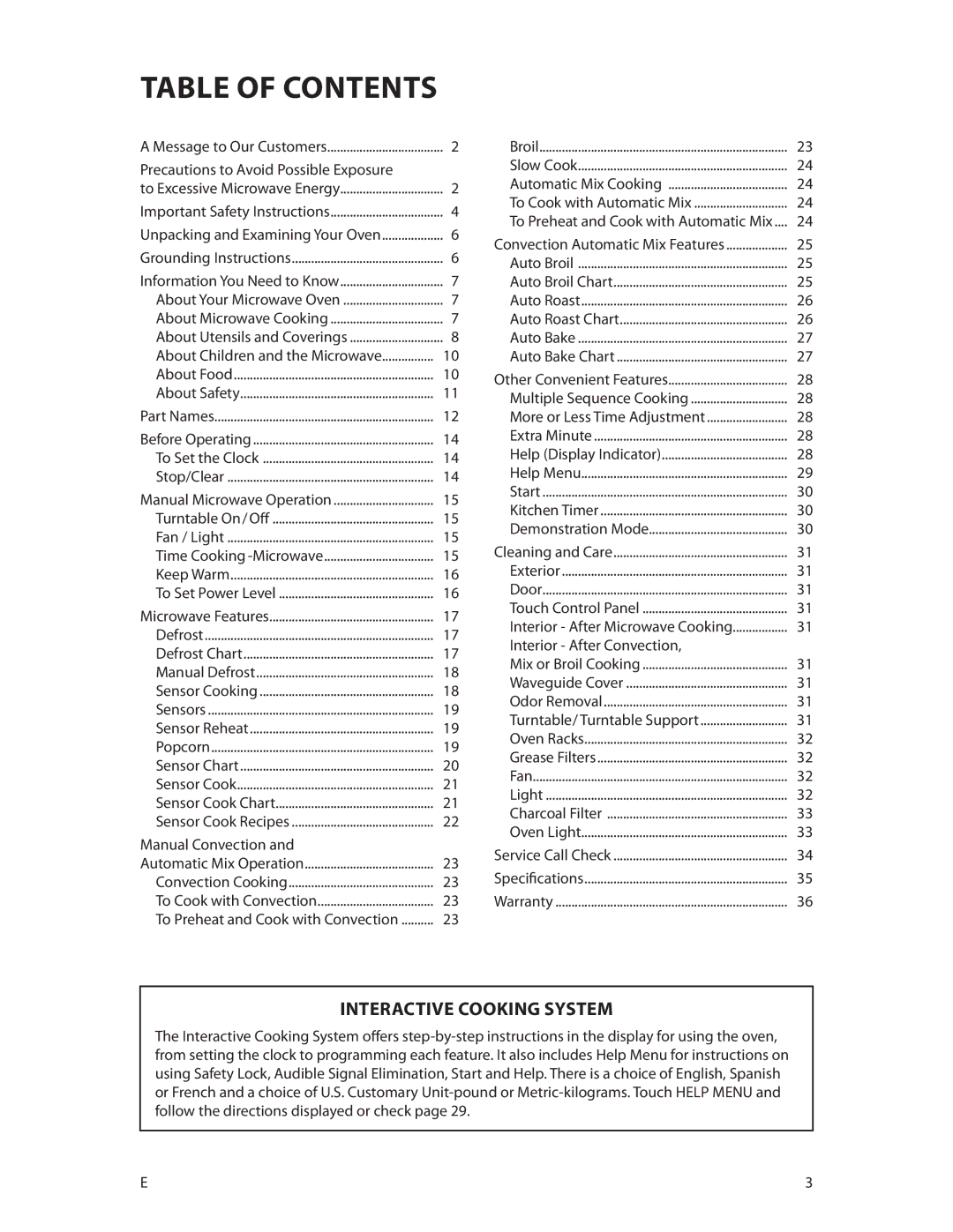 DCS CMOH30SS manual Table of contents 