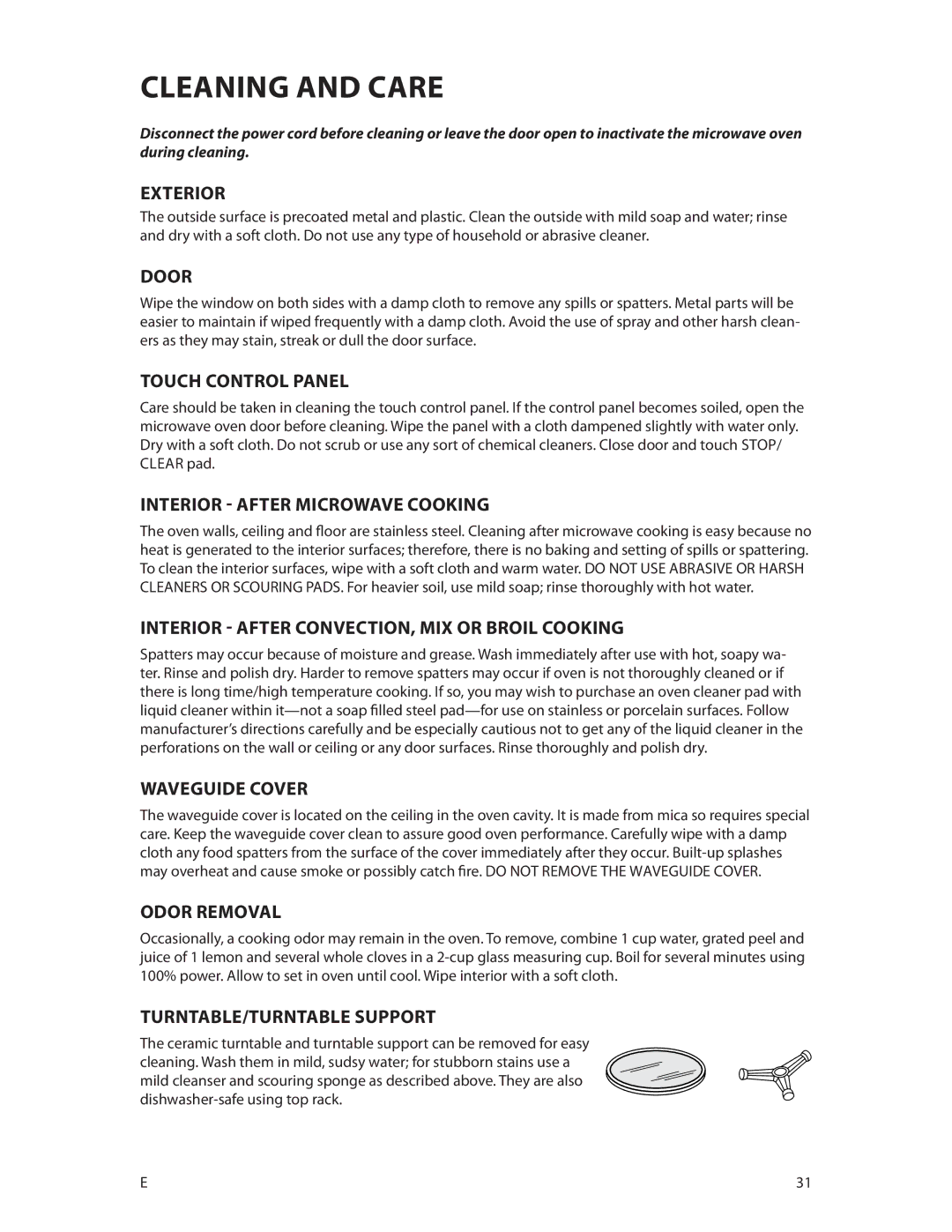 DCS CMOH30SS manual Cleaning and Care 