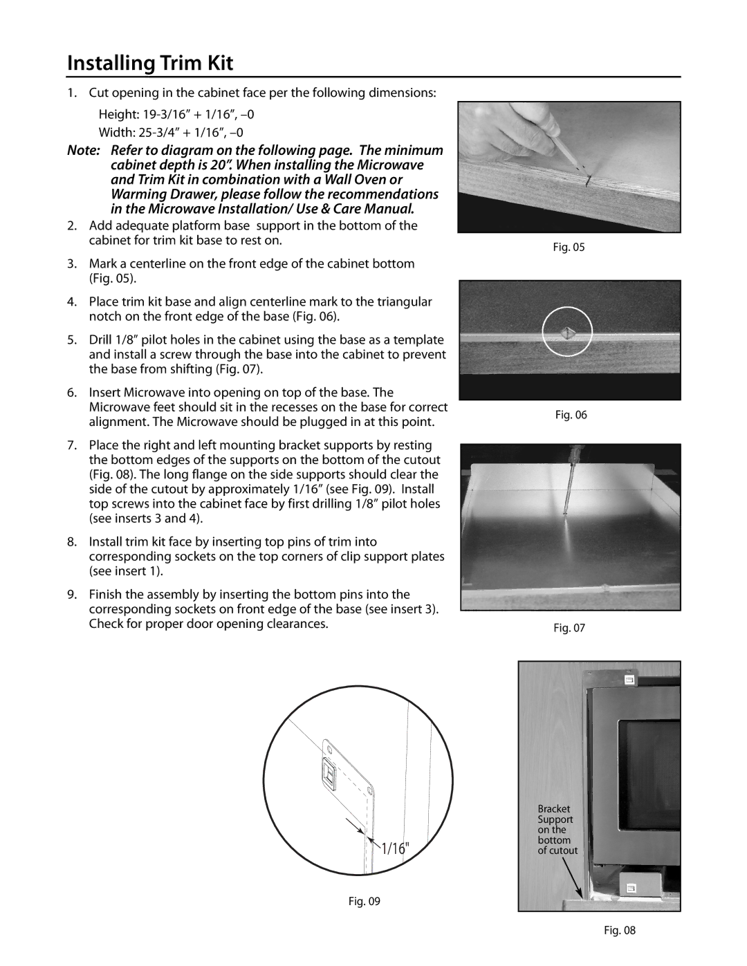 DCS CMOTTK30 installation instructions Installing Trim Kit 