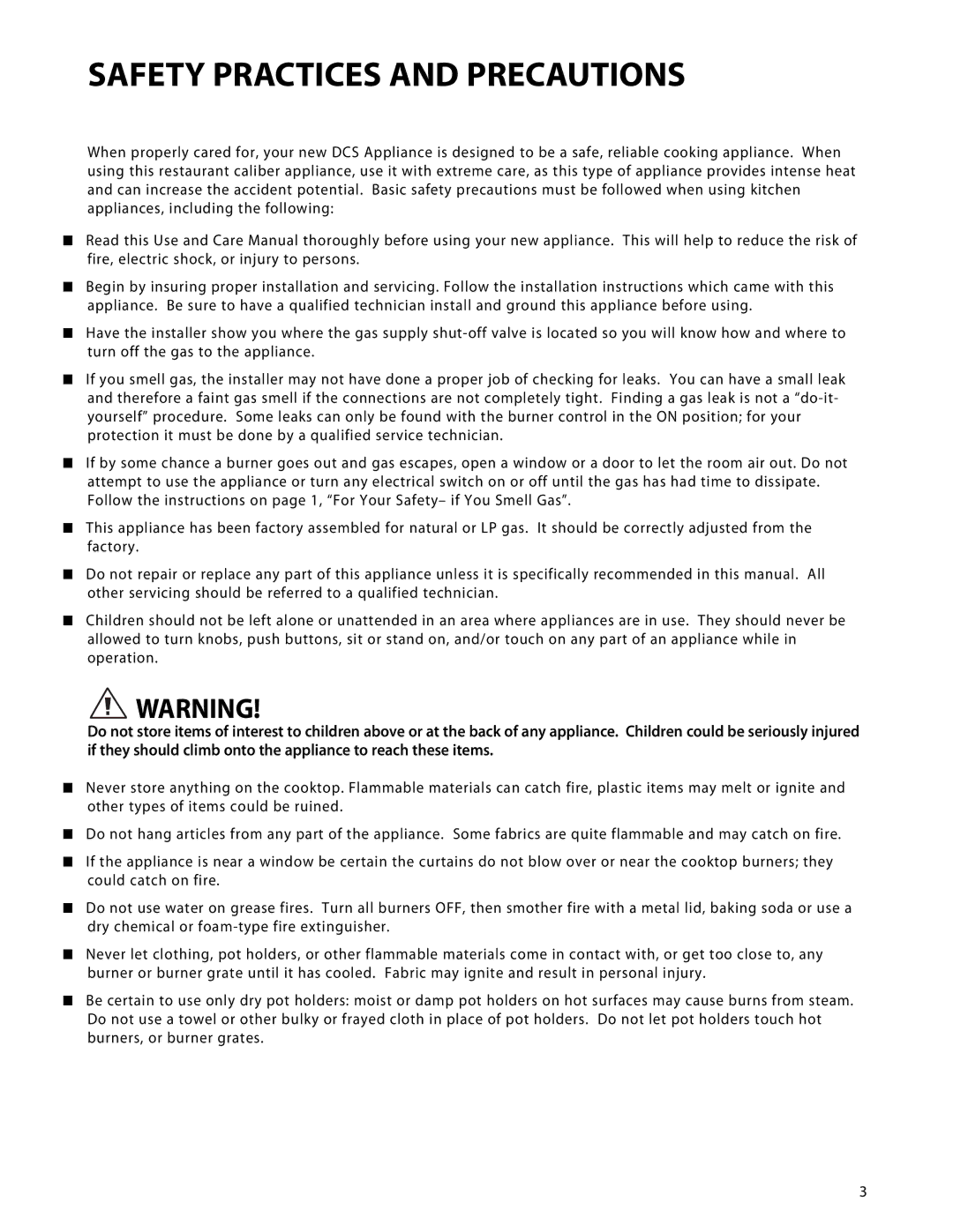 DCS CP-486GD, CP-484GG, CP-485GD, CP-486GL, CP-366, CP-364GL, CP-364GD manual Safety Practices and Precautions 