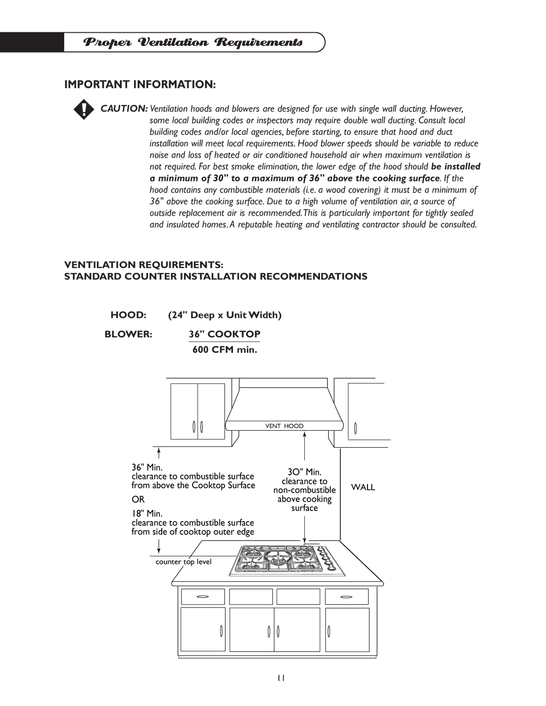 DCS CT-365BL, CT-365GN manual Proper Ventilation Requirements, Important Information 